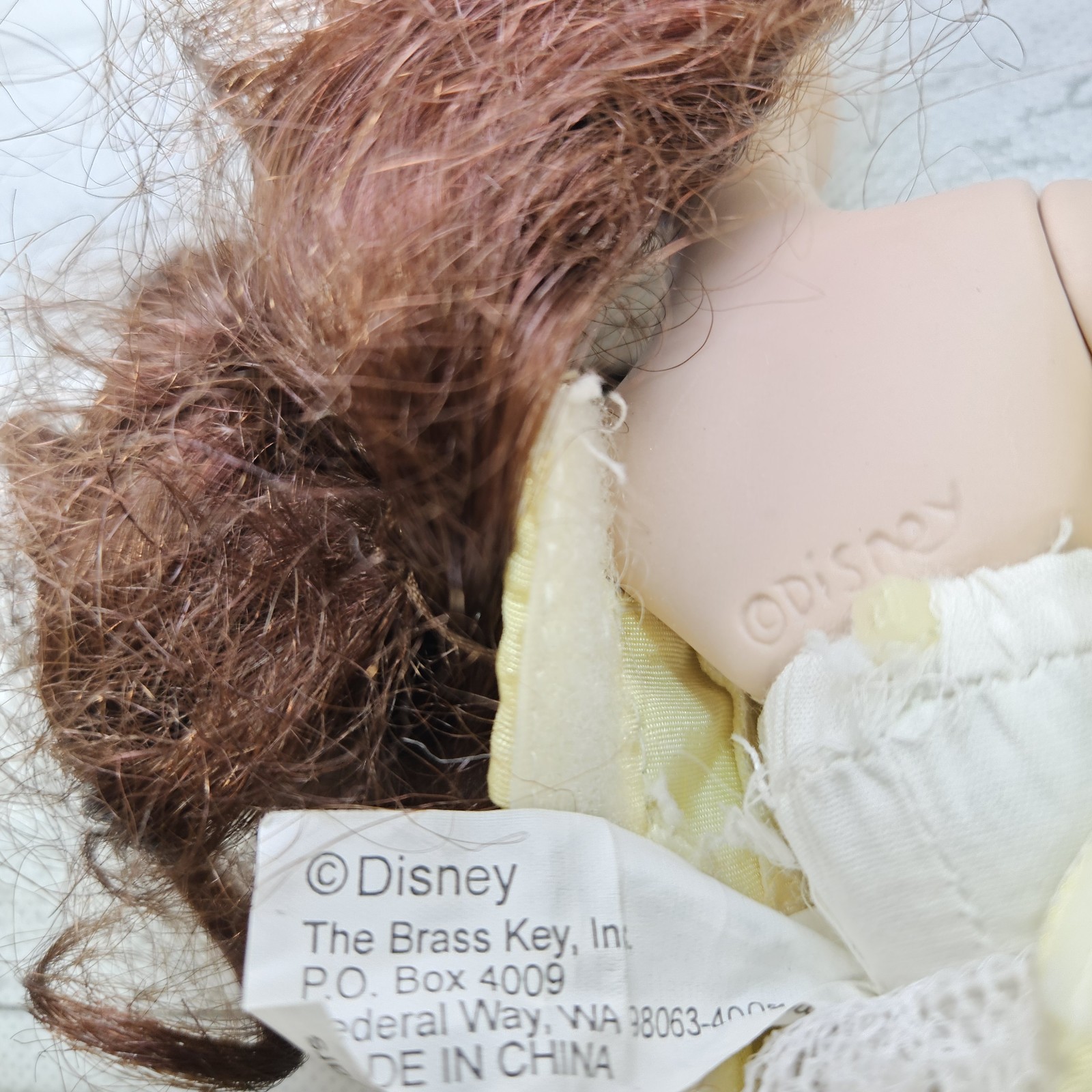 Disney Princess Belle Porcelain Keepsake Doll Vintage 2000&rsquo;s 8&Prime; Figure Brass Key