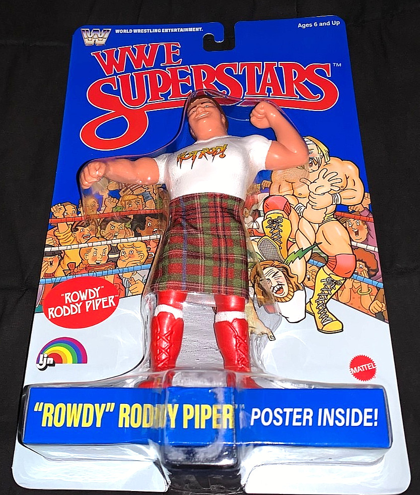 WWE SUPERSTARS LJN 2026 « ROWDY » RODDY PIPER BLUE CARD 8 IN. FIGURE NEW! W/POSTER
