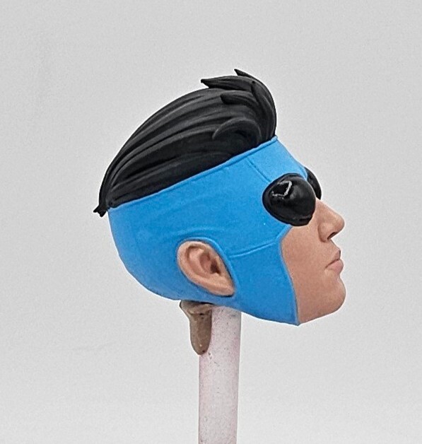 Marvel Legends Custom Invincible Blue Costume Head 1/12 Scale Painted
