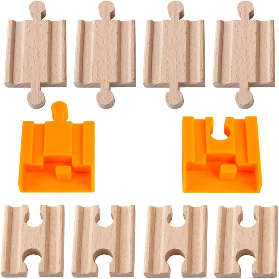 ® Toys 8 Pcs Wooden Train Track Male-Male Female-Female Adapter Pack Fits Thomas