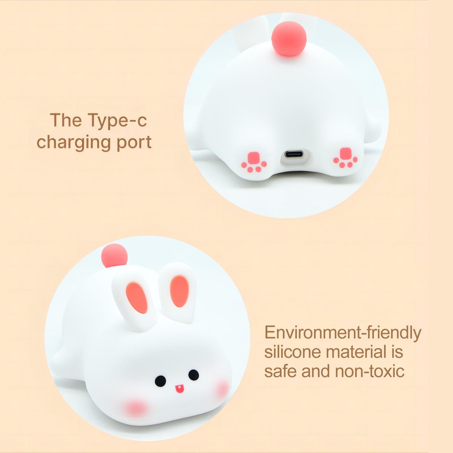 Cute LED Night Light Panda Sheep Rabbit Silicone Night Lights USB Rechargeable