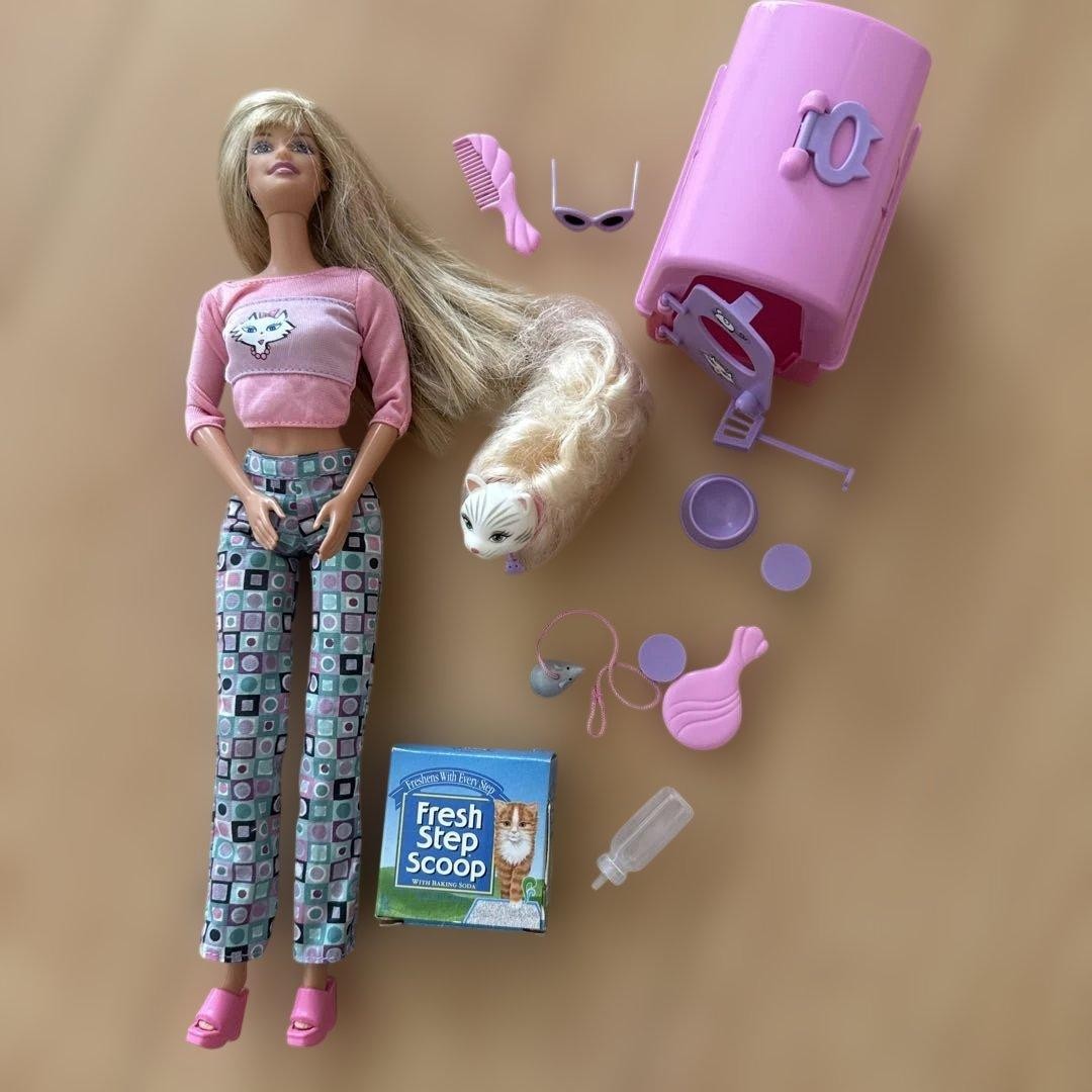 American purchase, potentially not available in Japan. Barbie Kitty Fan, cat,