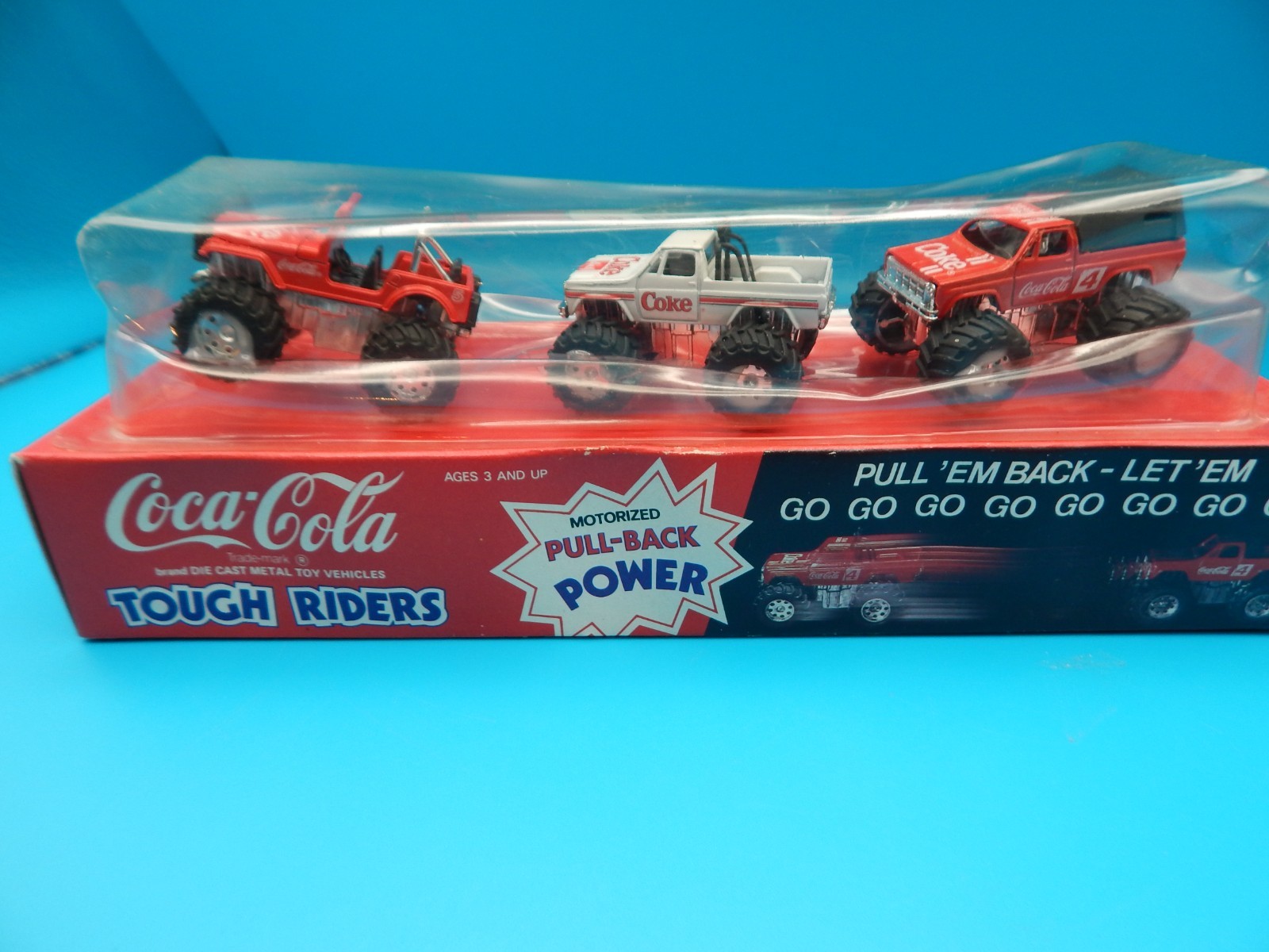 Vintage Coca-Cola Tough Riders, Pull-Back Power Square Body Truck Diecast 1979