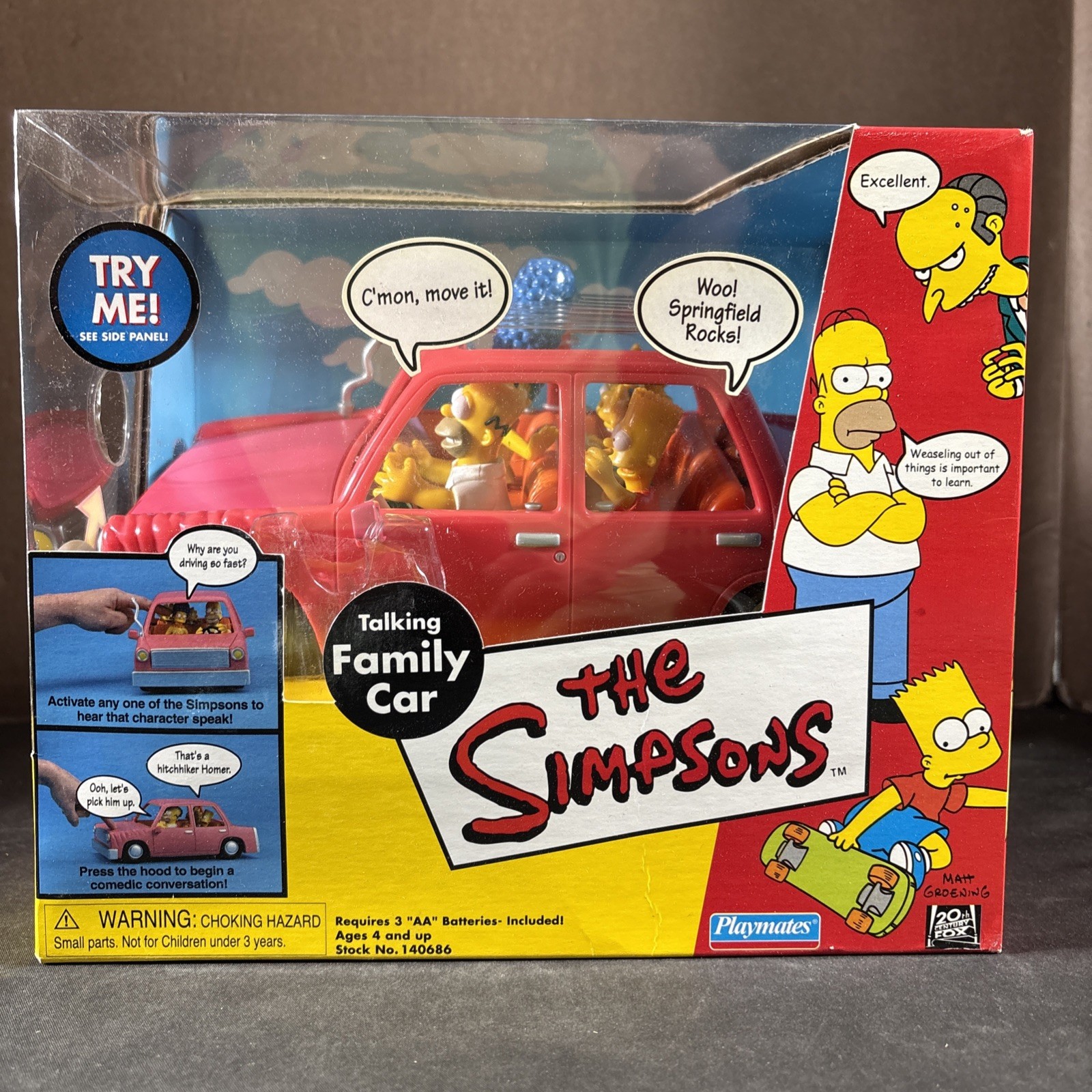 THE SIMPSONS TALKING FAMILY CAR PLAYMATES VINTAGE ACTION FIGURE PLAYSET NEW