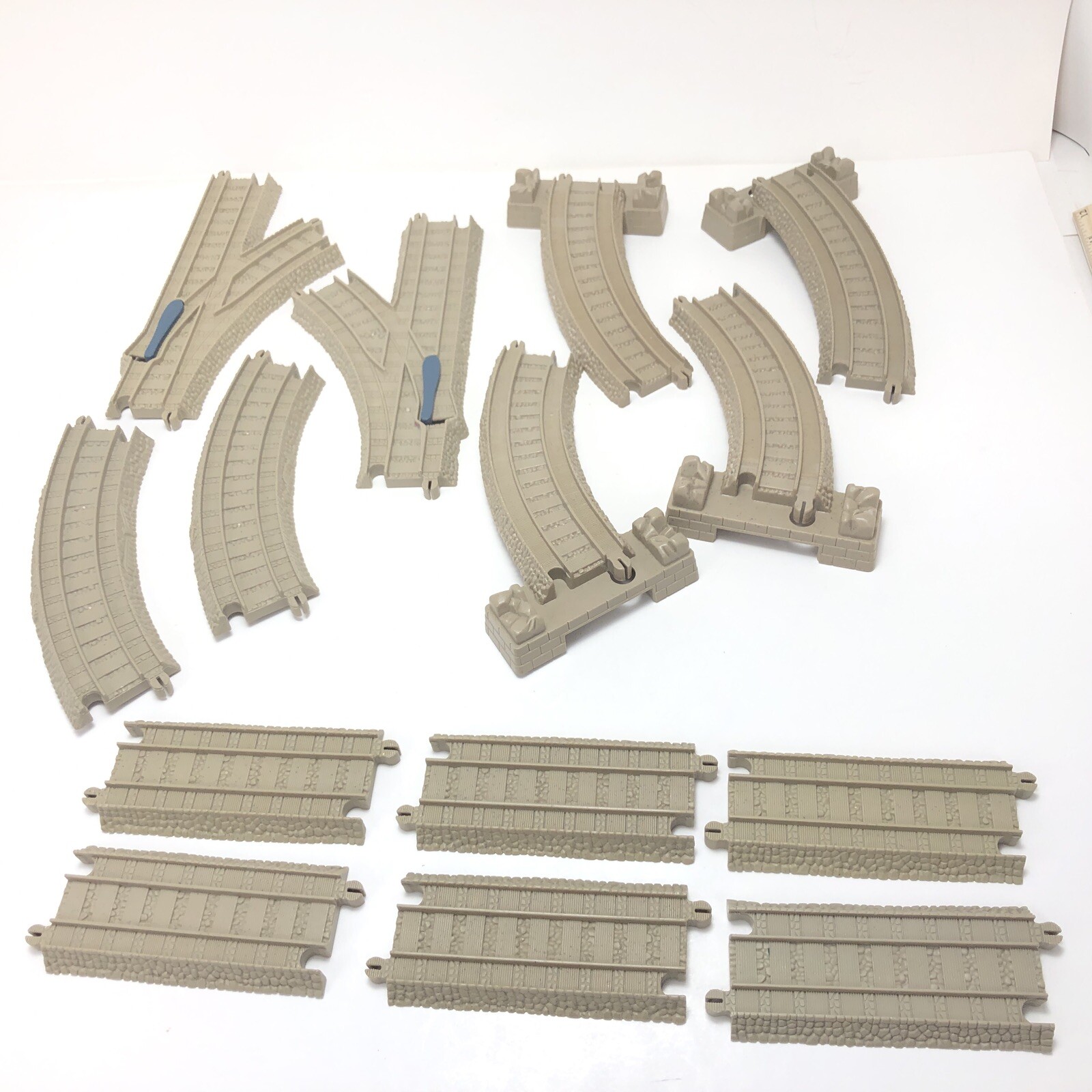 Thomas Train Tan Track Lot of 14 Mixed Part Y Switch Raised Curve Short Straight