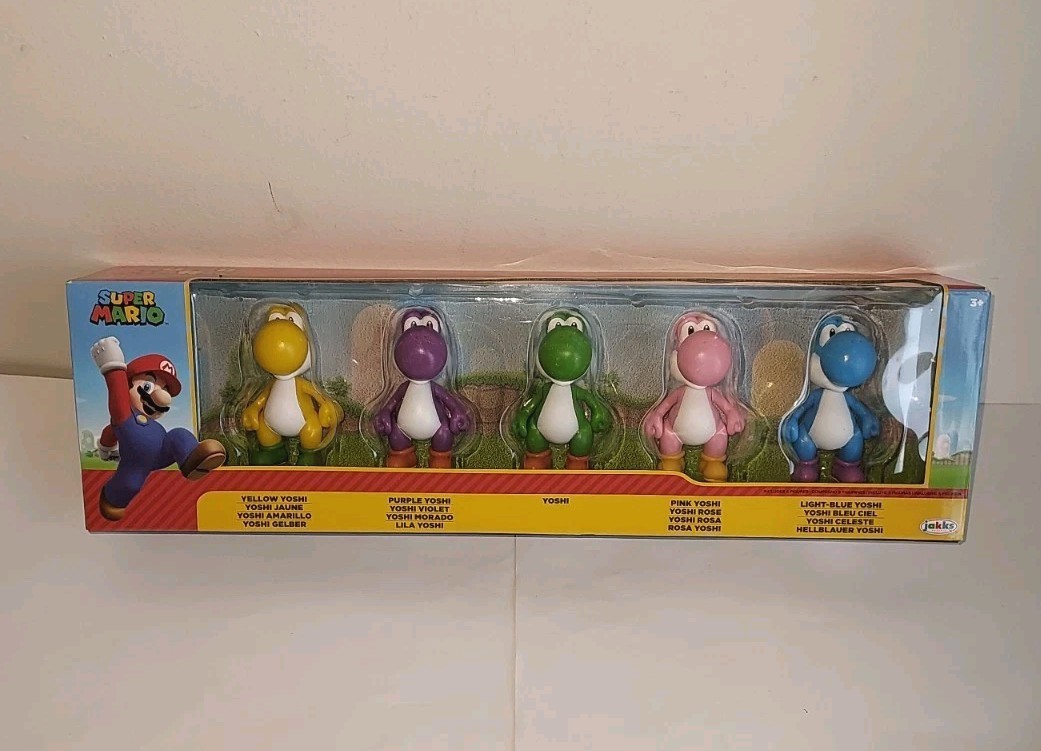 Super Mario Yoshi Multi Pack Yellow Purple Green Pink Blue Jakks Pacific 2.5&Prime;