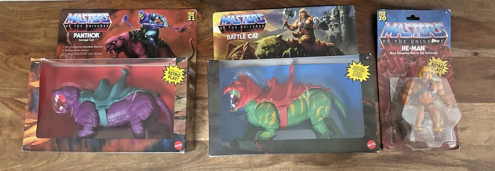 Masters of the Universe Origins Battle Cat & Panthor + He-Man Figure Lot Retro