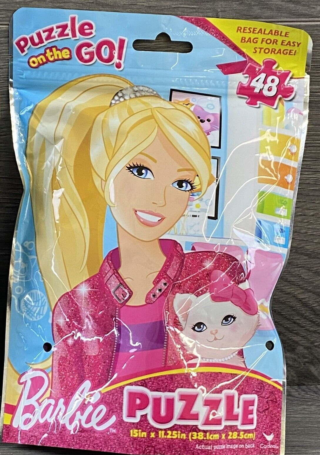 Barbie 48 Piece Puzzle On The Go! 15”x11.25” Resealable Bag New