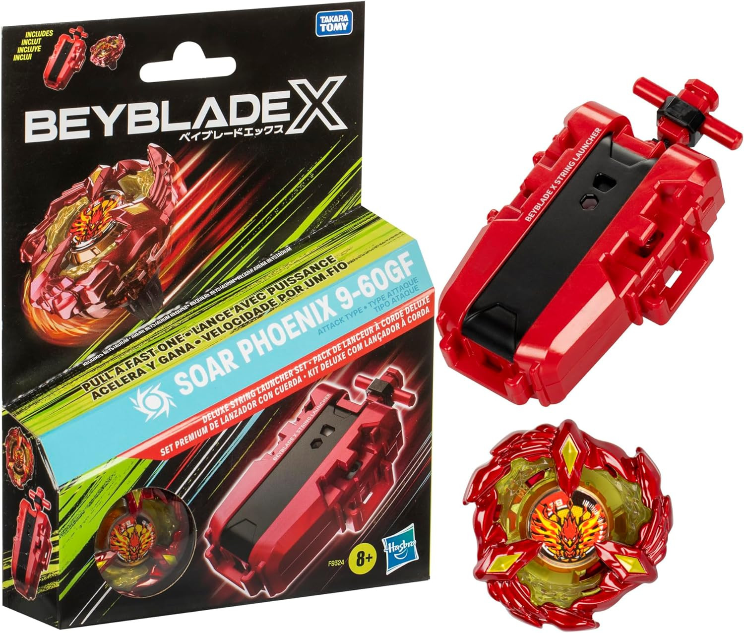 X Soar Phoenix 9-60GF Deluxe String Launcher Set with Attack Type Right-Spinning