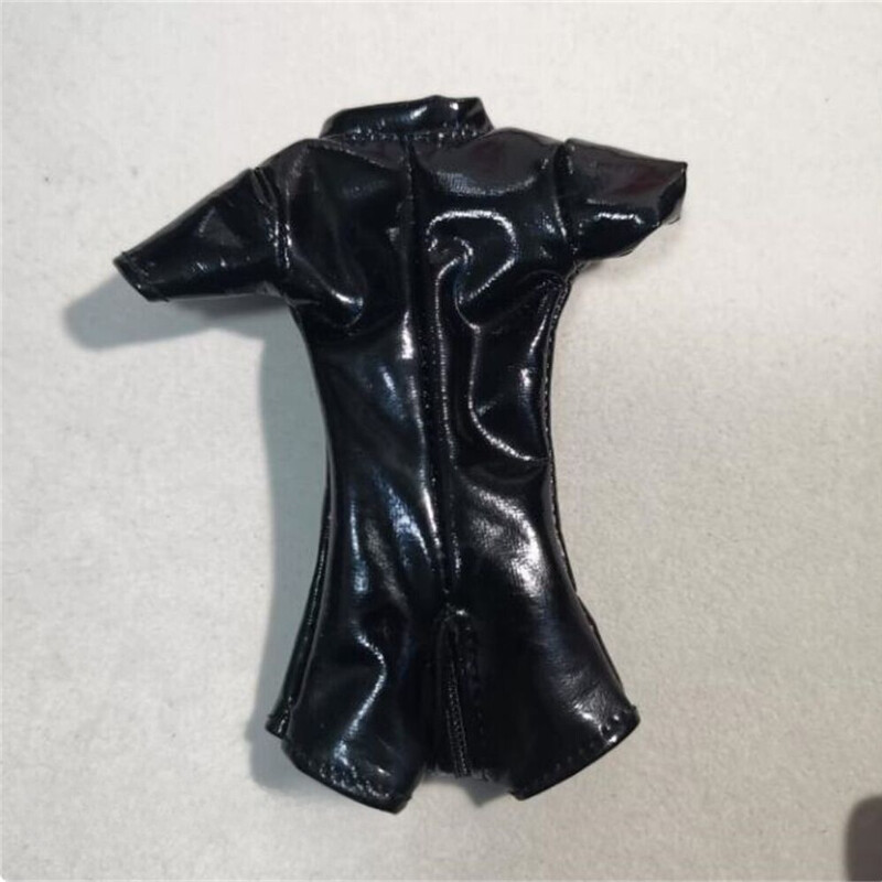 1:6 Scale Black PU Jumpsuit Clothes for 12&Prime; Female Action Figure Girl Body Toys