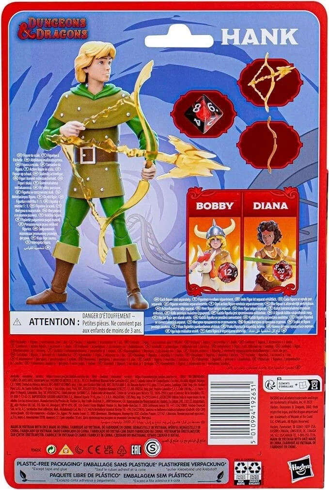 Dungeons & Dragons Cartoon Classic Bobby & Uni, Diana, Hank 6&Prime; Action Figure Set