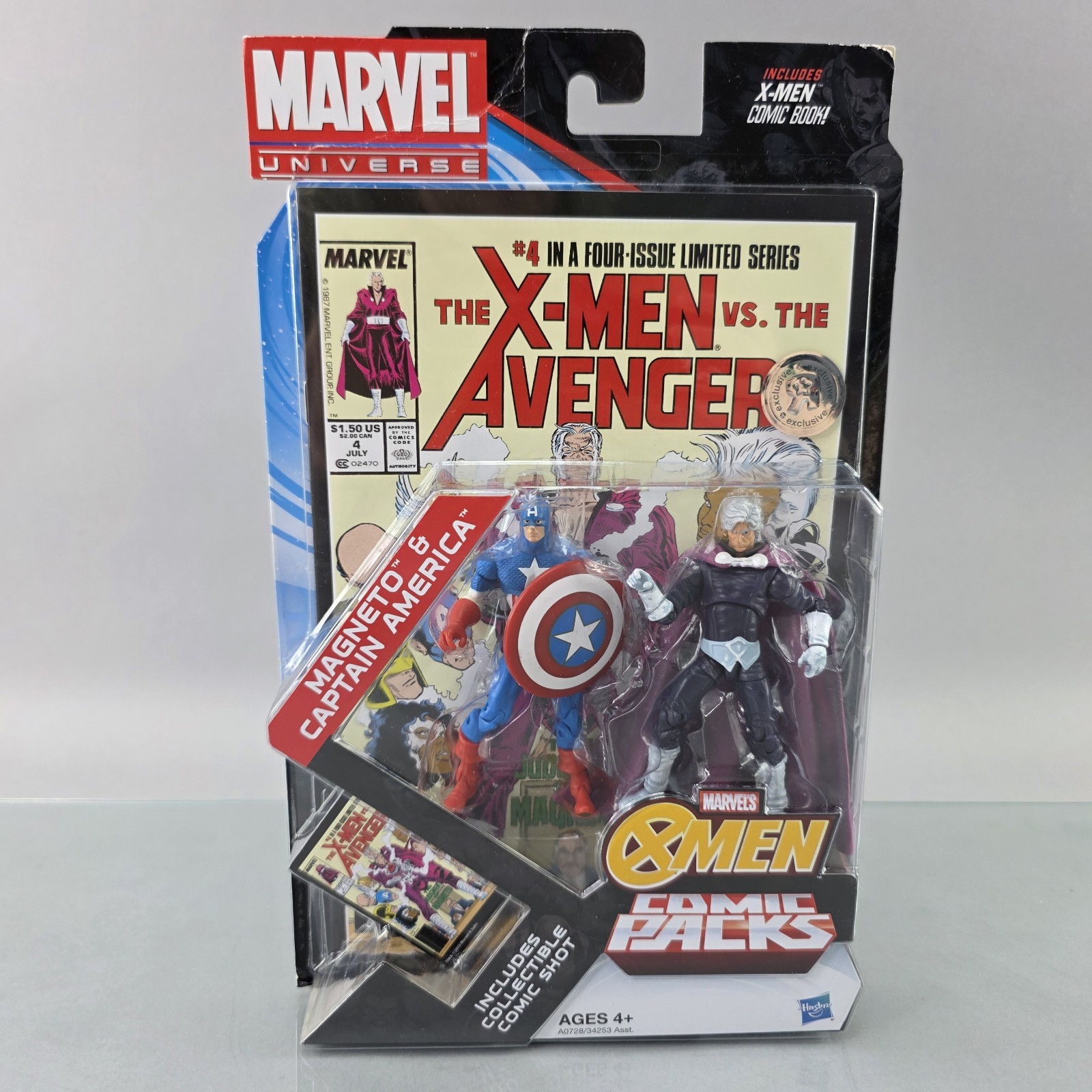 Marvel Universe MAGNETO & CAPTAIN AMERICA 3.75&Prime; X-Men Comic Pack TRU Exclusive