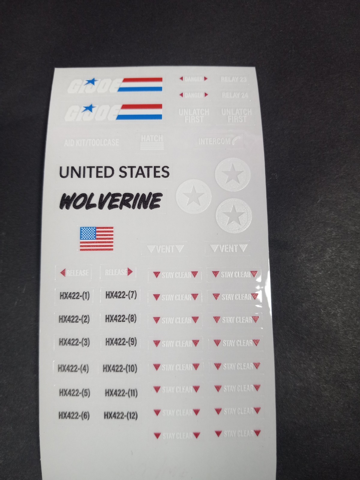 Gi Joe 1983 Wolverine Sticker Sheet, New, Custom, Peel & Stick, No Cut ,No Trim!