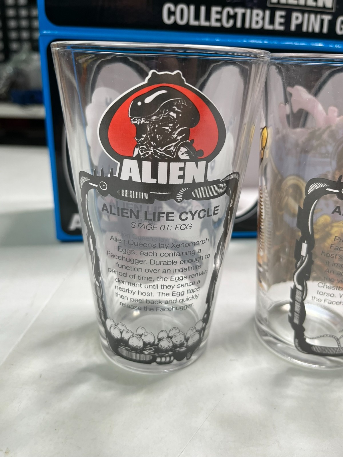 Super 7 Alien 16oz ALIEN COLLECTIBLE PINT set of 4 glass, NEW IN BOX