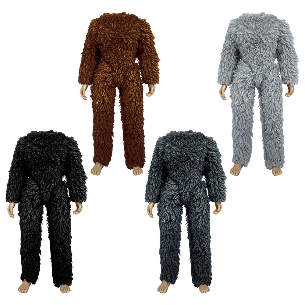 Set of 4 Fur Gorilla Ape Monkey Costumes for 8 Inch Retro Bodies
