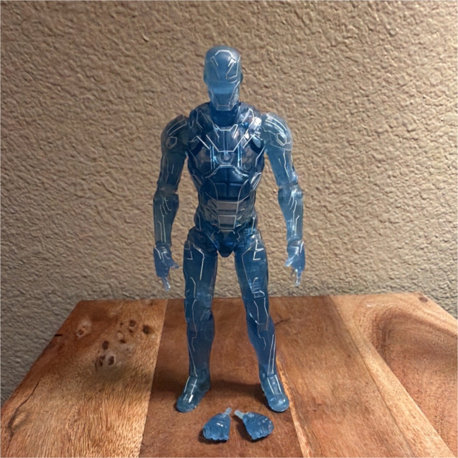 Blue Transparent iron man Action Figure Plastic w/ accessories hands
