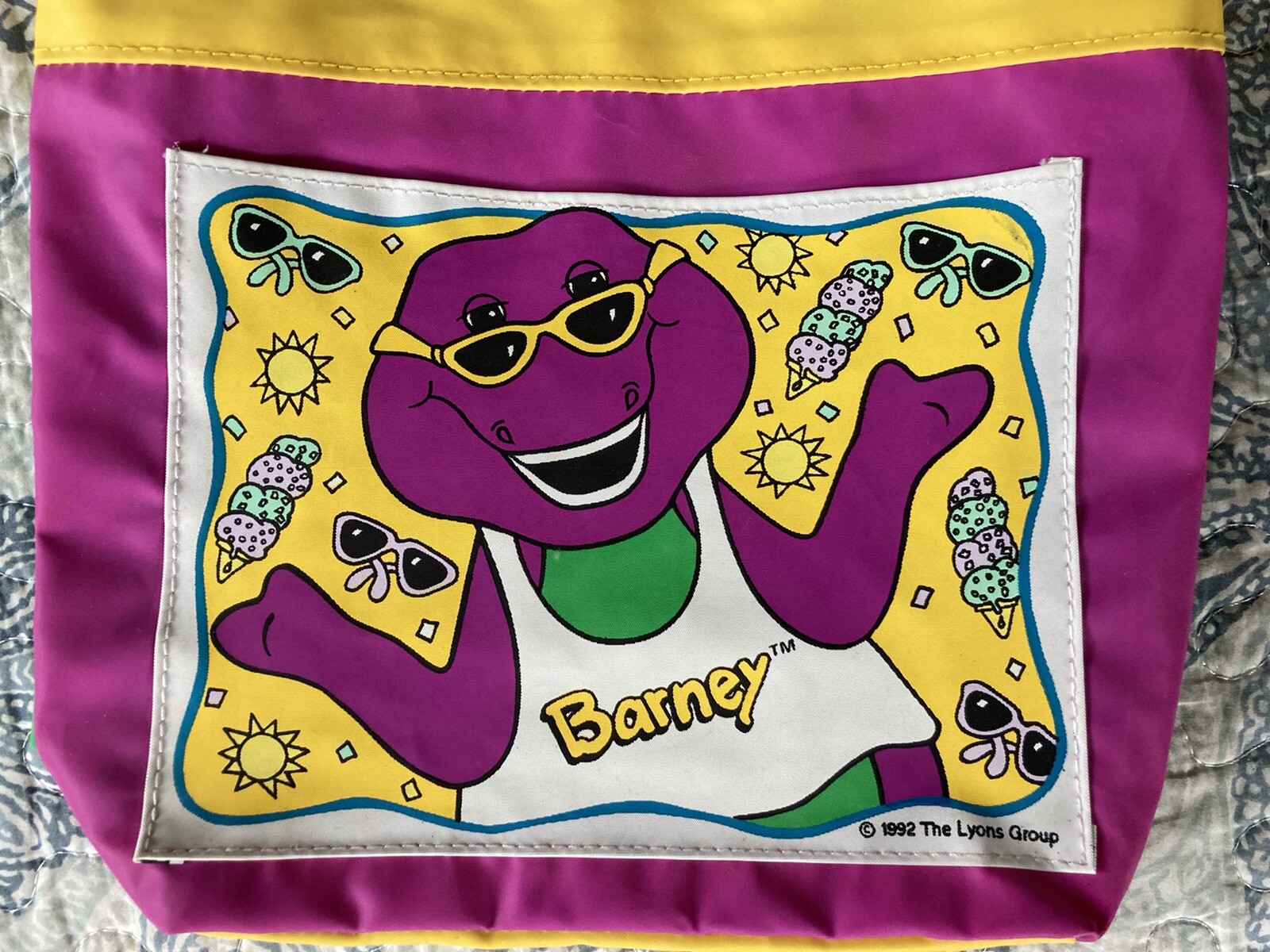 Vintage Barney The Dinosaur Tote Bag 1992 The Lyons Group