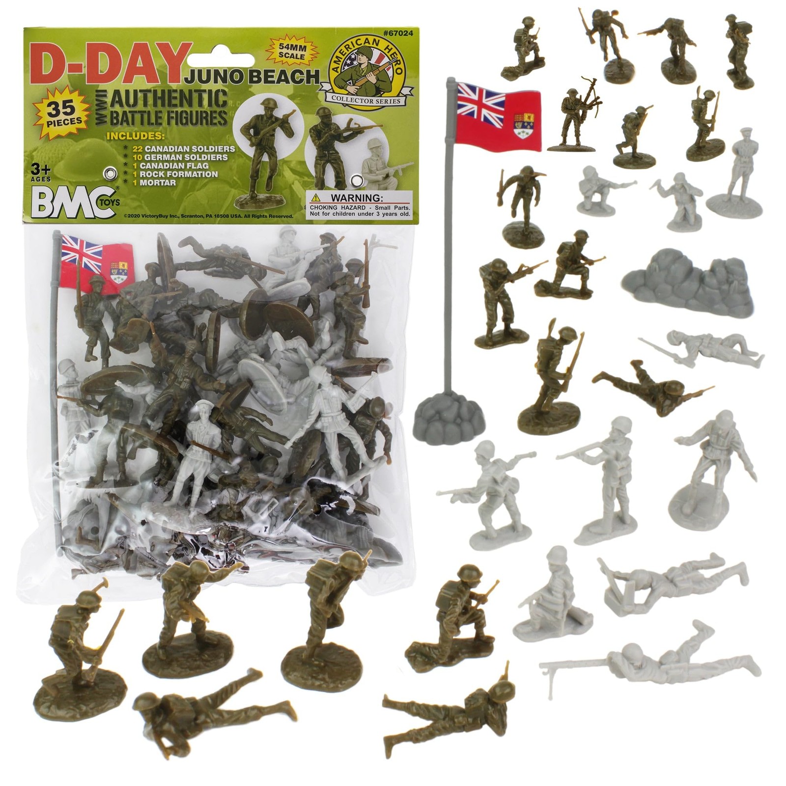 BMC WW2 D-Day Juno Beach Plastic Army Men – 35pc Canada & German Soldier Figures