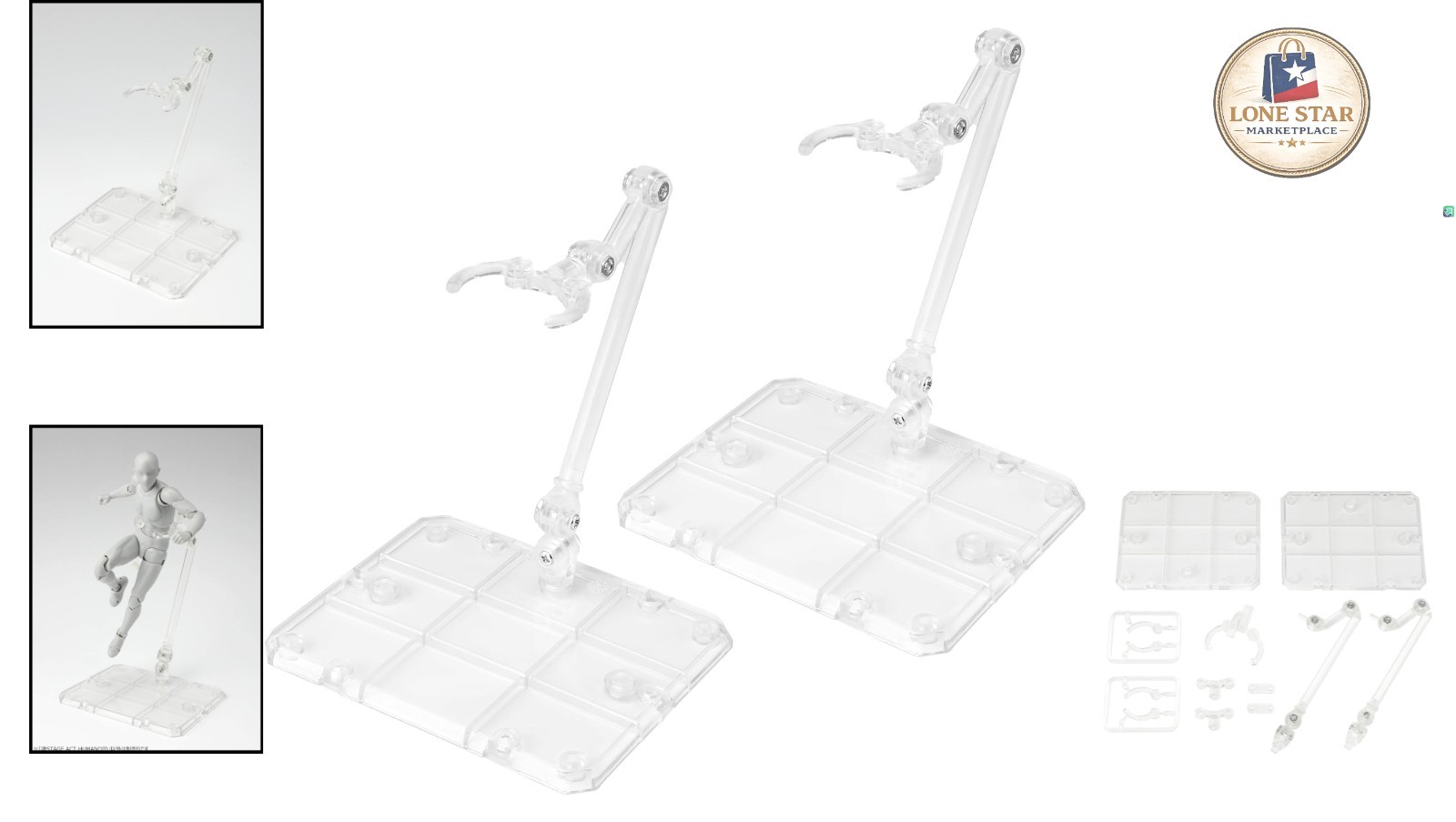 Lightweight Clear Humanoid Action Figure Stand – Adjustable Display Set