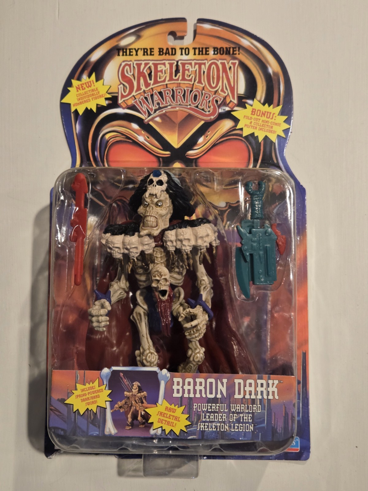 Vintage 1994 Playmates Baron Dark Skeleton Warriors Figure MOC Sealed
