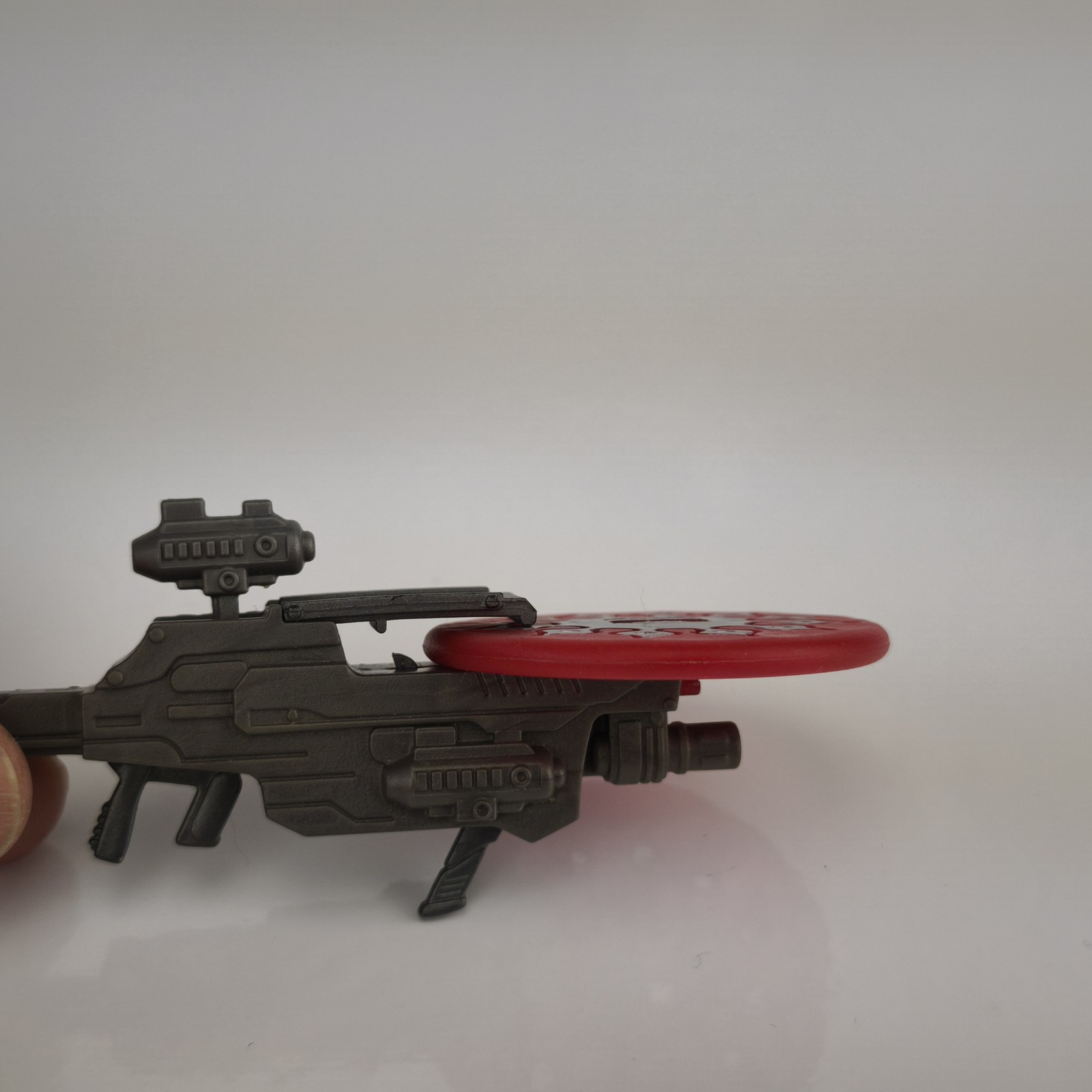Plastic Sci-Fi Futuristic Toy Blaster Rifle 10cm Red Disc Launcher #6300