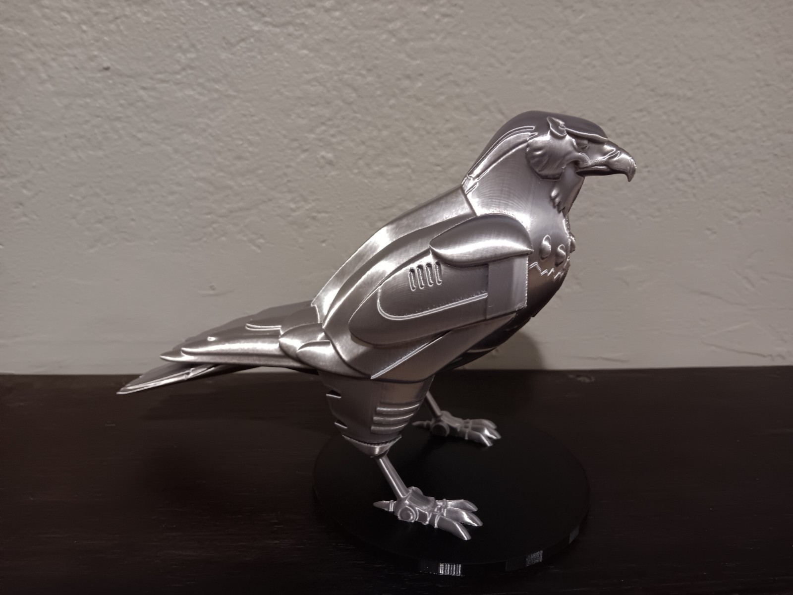 Retro Silverhawks Tally Hawk statue figure 7&Prime; 3D printed metallic silver plastic