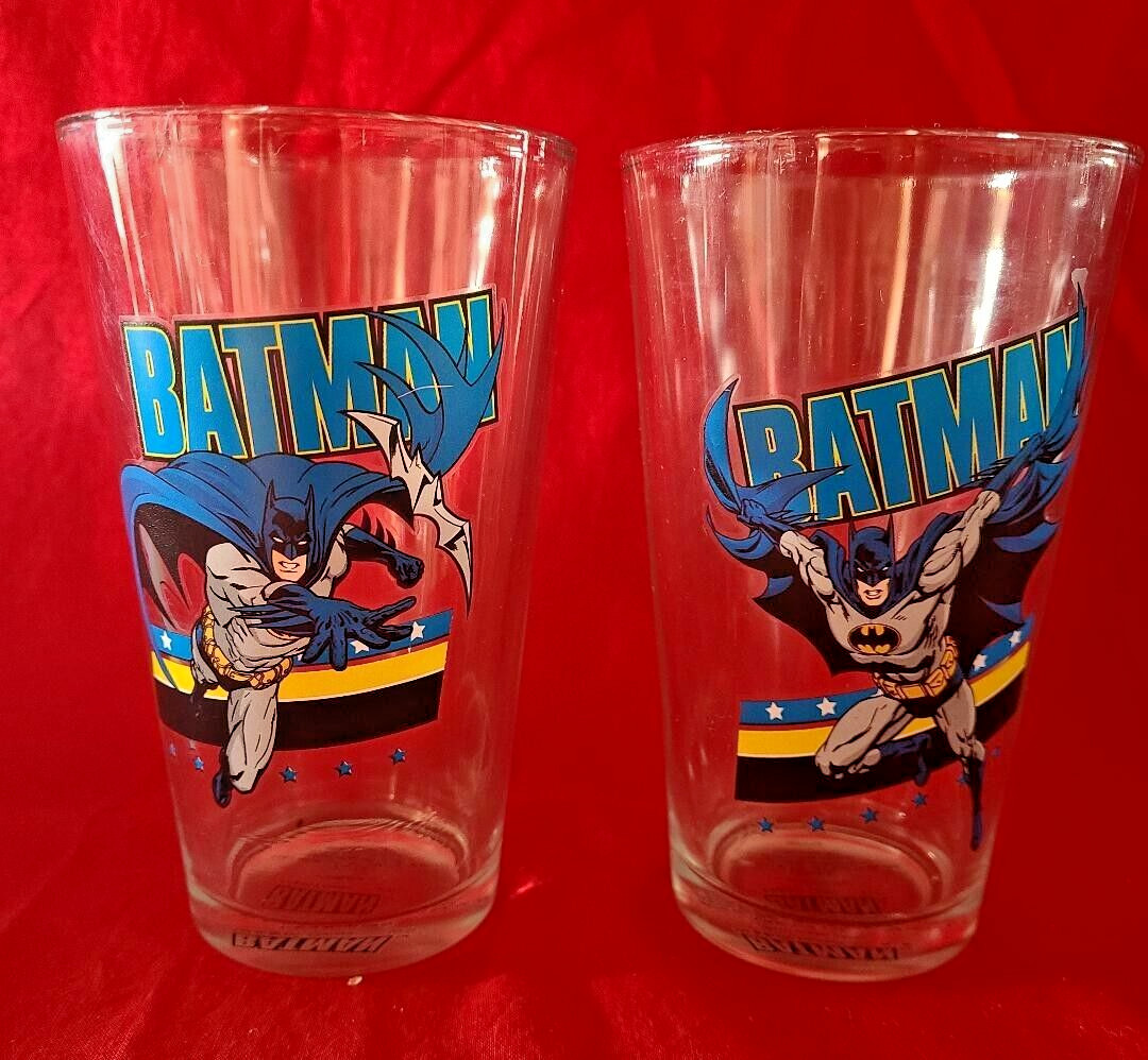DC COMICS BATMAN DRINKING GLASS SET/2 16OZ VANDOR