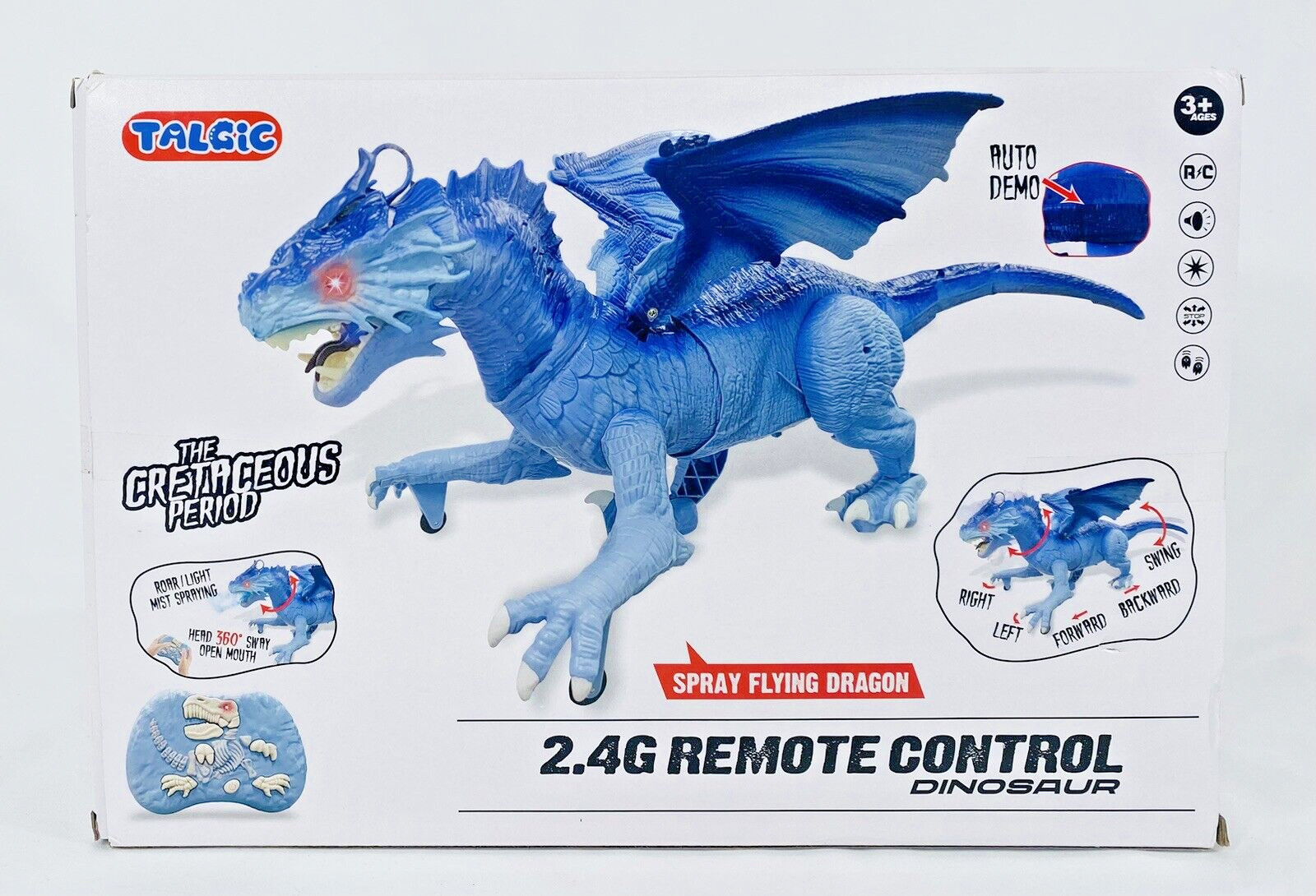 RC Dinosaur w/ Flapping Wings, Roaring Sound, Mist-Spraying, Light-Up Eyes New*