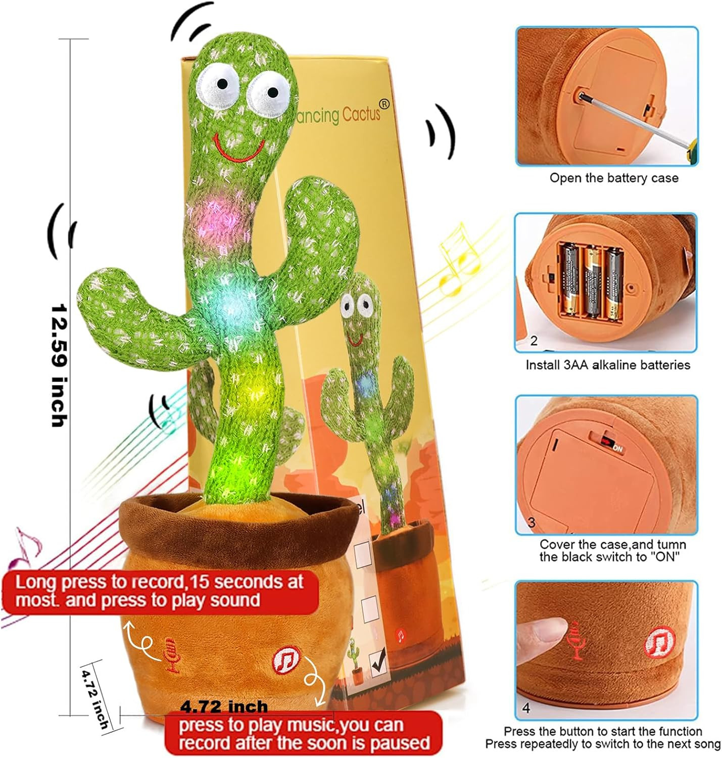 Emoin Talking Cactus Toy, Interactive Toys Dancing Cactus Toy Mimicking Repeatin