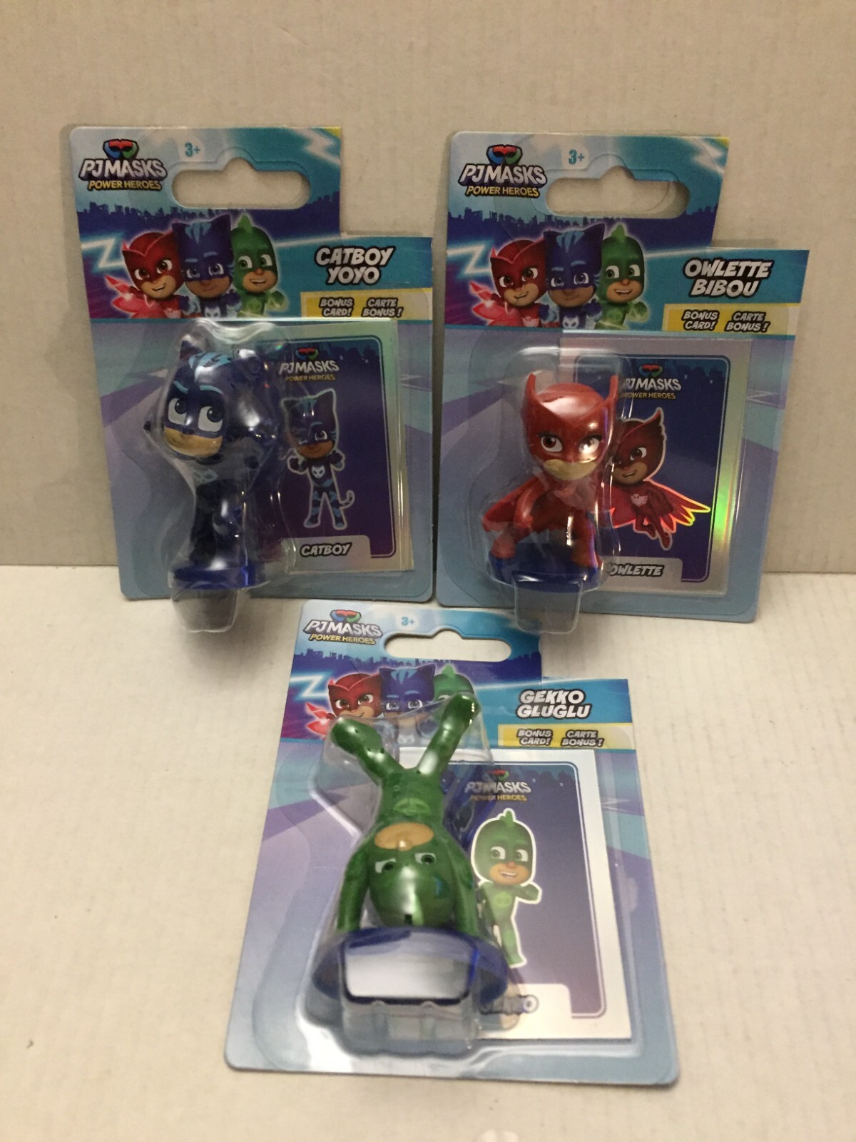 NEW PJ Masks Three Team Figures with Bonus Mini Cards – Catboy Gekko Owlette