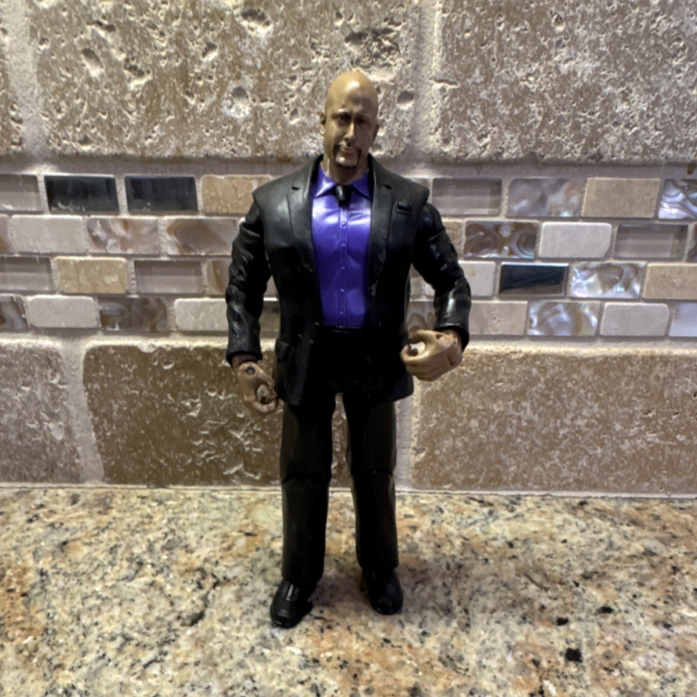 Jakks Pacific Action Figure Plastic 2004 Black Suit Purple Shirt Vintage