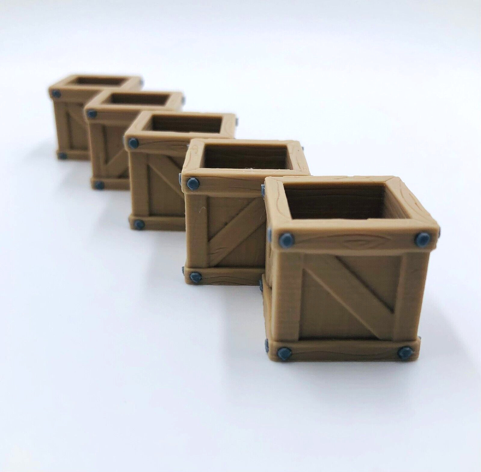 5pc 3D Printed D&D Crates Dungeons and Dragons Wooden Style Mini Miniature Crate