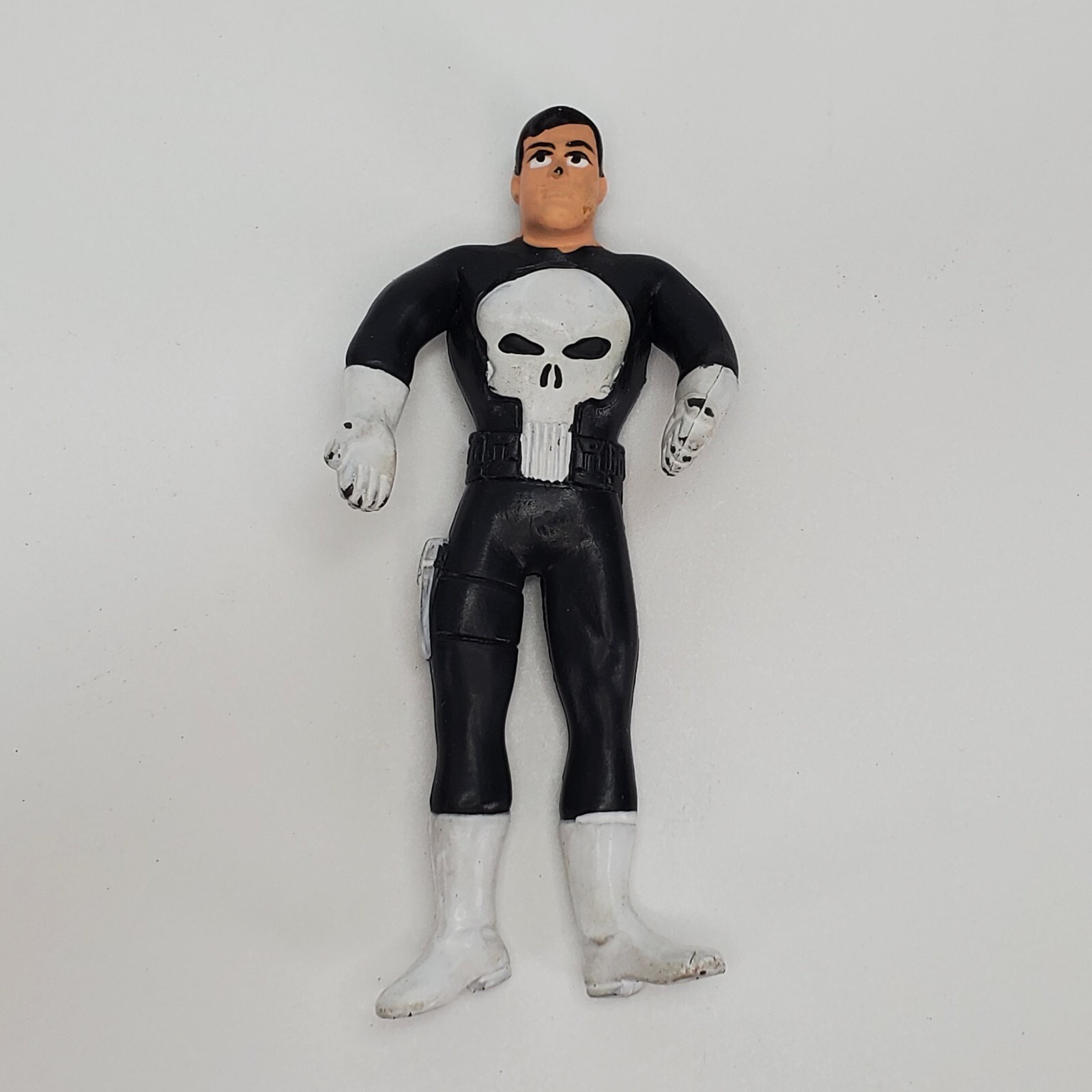 Vintage 1990 Marvel Just Toys Punisher Bendable Action Figure 6 Inch Black White