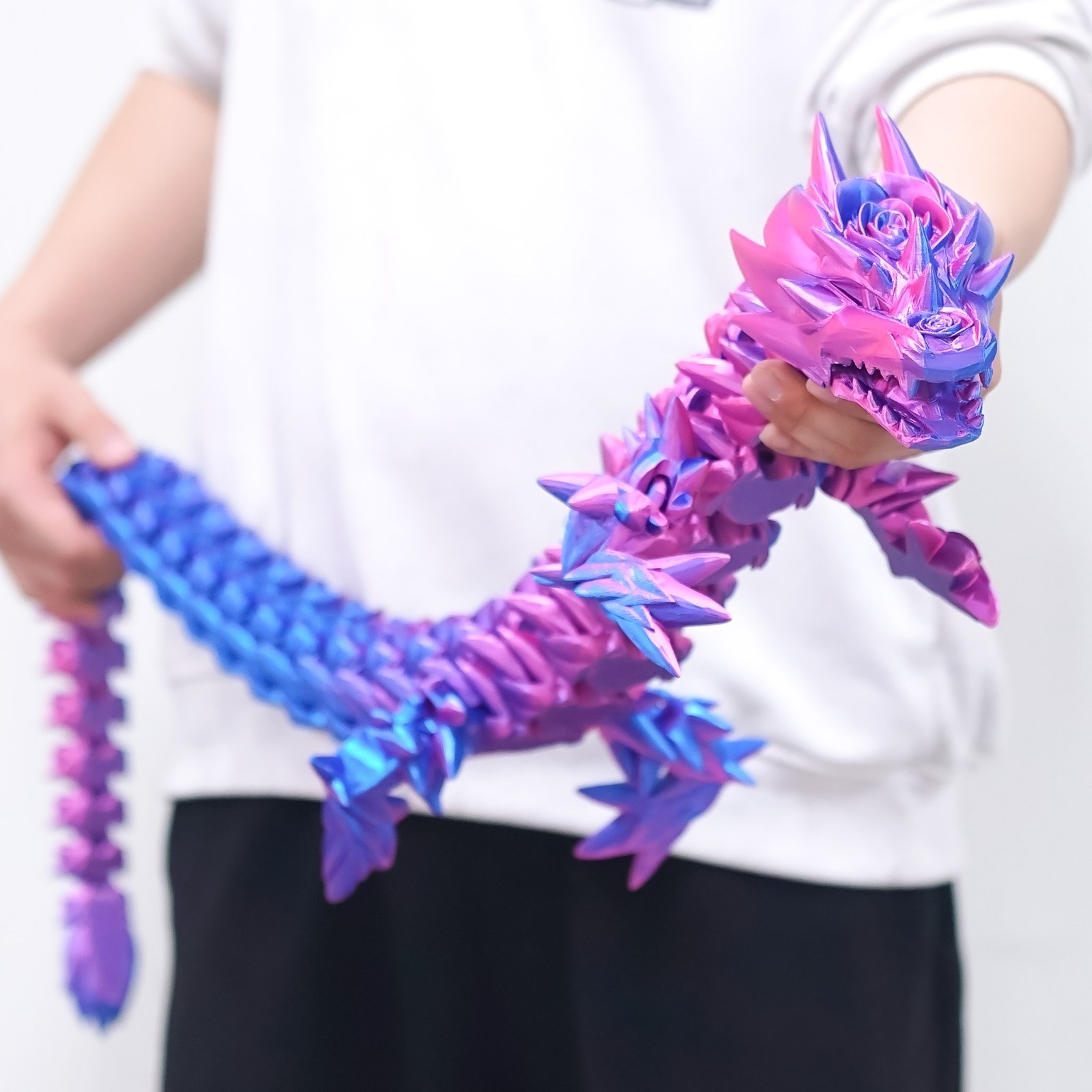 47.5inch 3D Printed Rose Dragon Model,Articulated Animals figure,Toys Home Decor