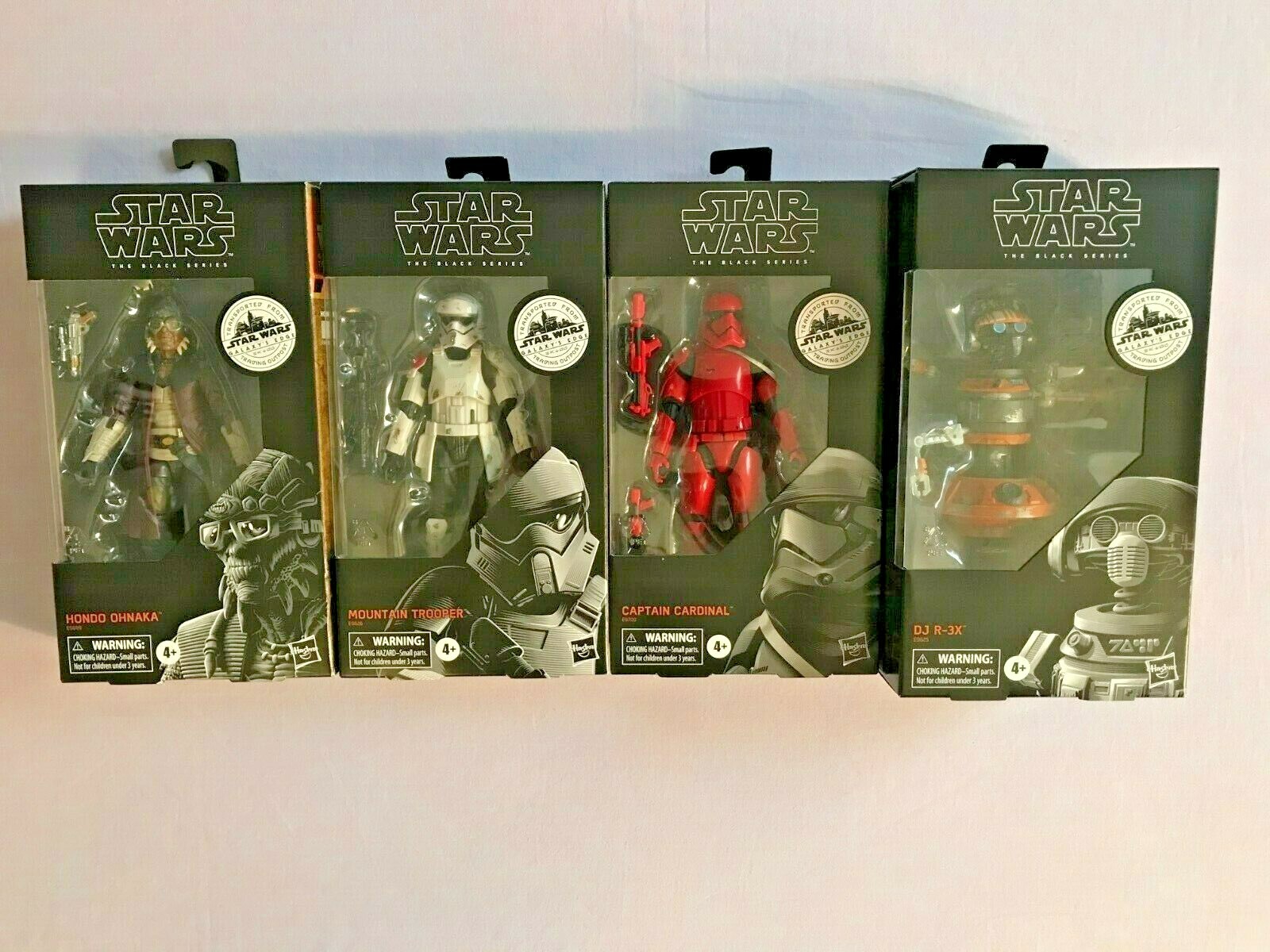 4x Star Wars Black GALAXYS EDGE MOUNTAIN TROOPER + CARDINAL + DJ R-3X & HONDO