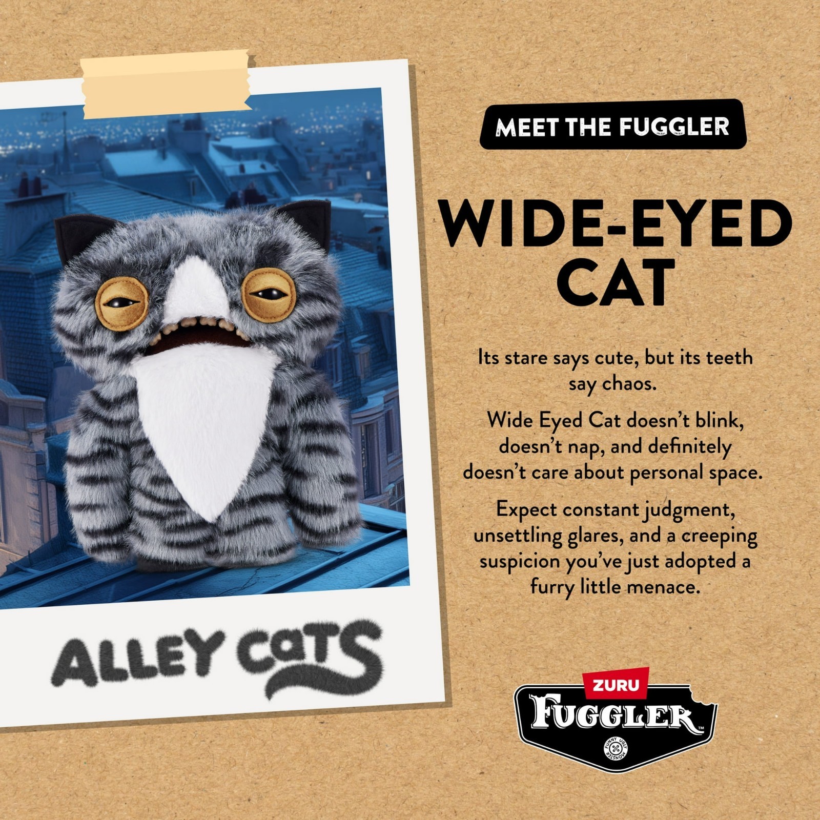 Fuggler 🐱 Alley Cats WIDE-EYED CAT 🐱 NEW 9&Prime; Fast Free Ship! Funny! Ugly! Cute