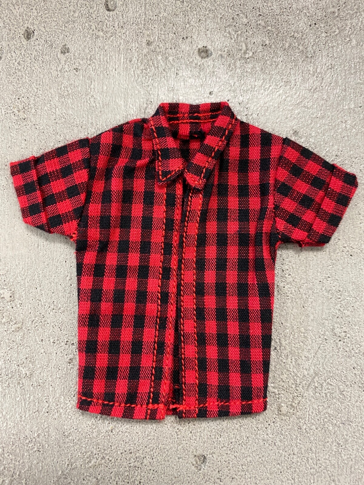 MO-CH-S-RD: 1/12 open front Short sleeve checker shirt for 6&Prime; Slim body – Red