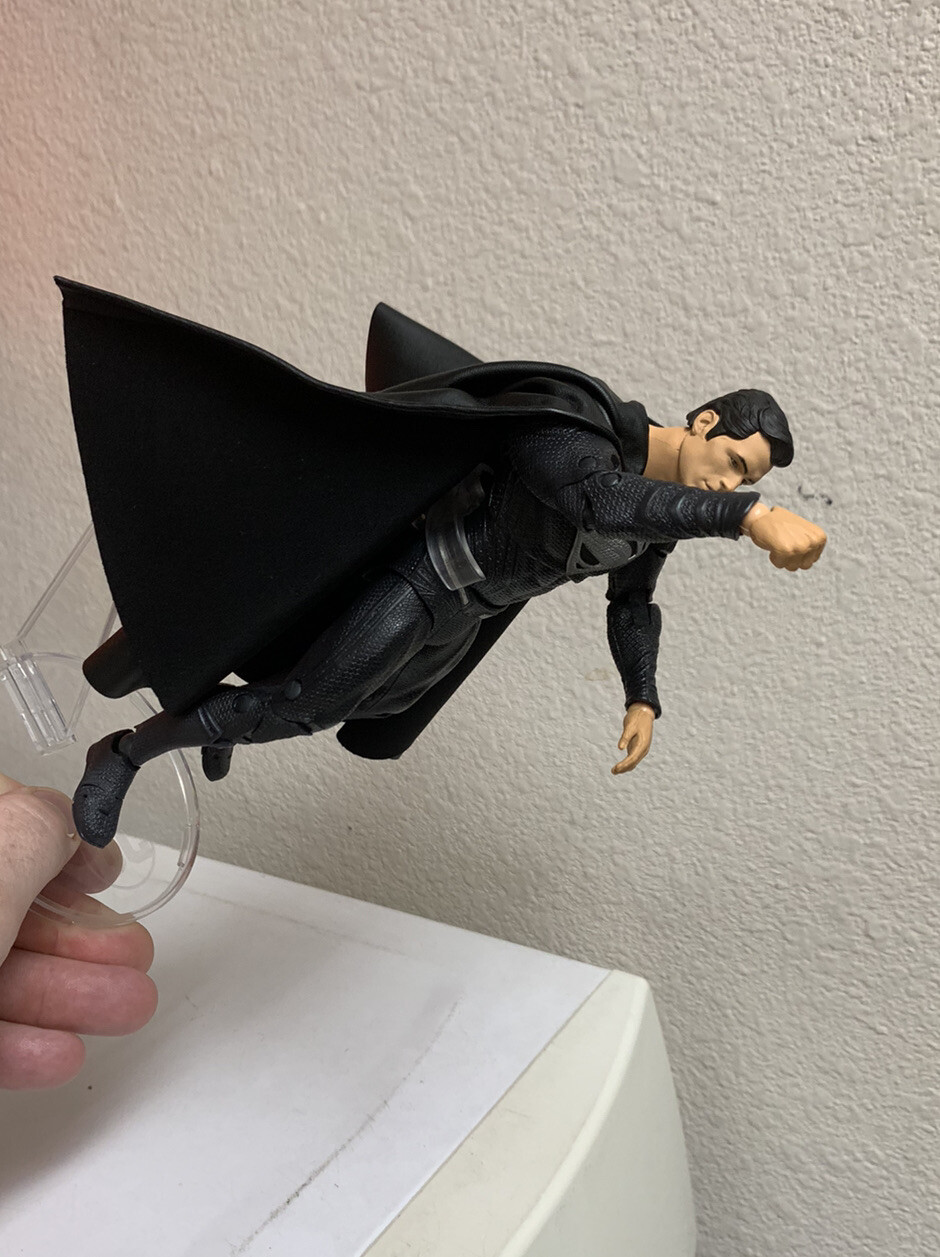 Custom Mcfarlane black wired leather superman cape 1/12 Dc Multiverse NOT FIGURE
