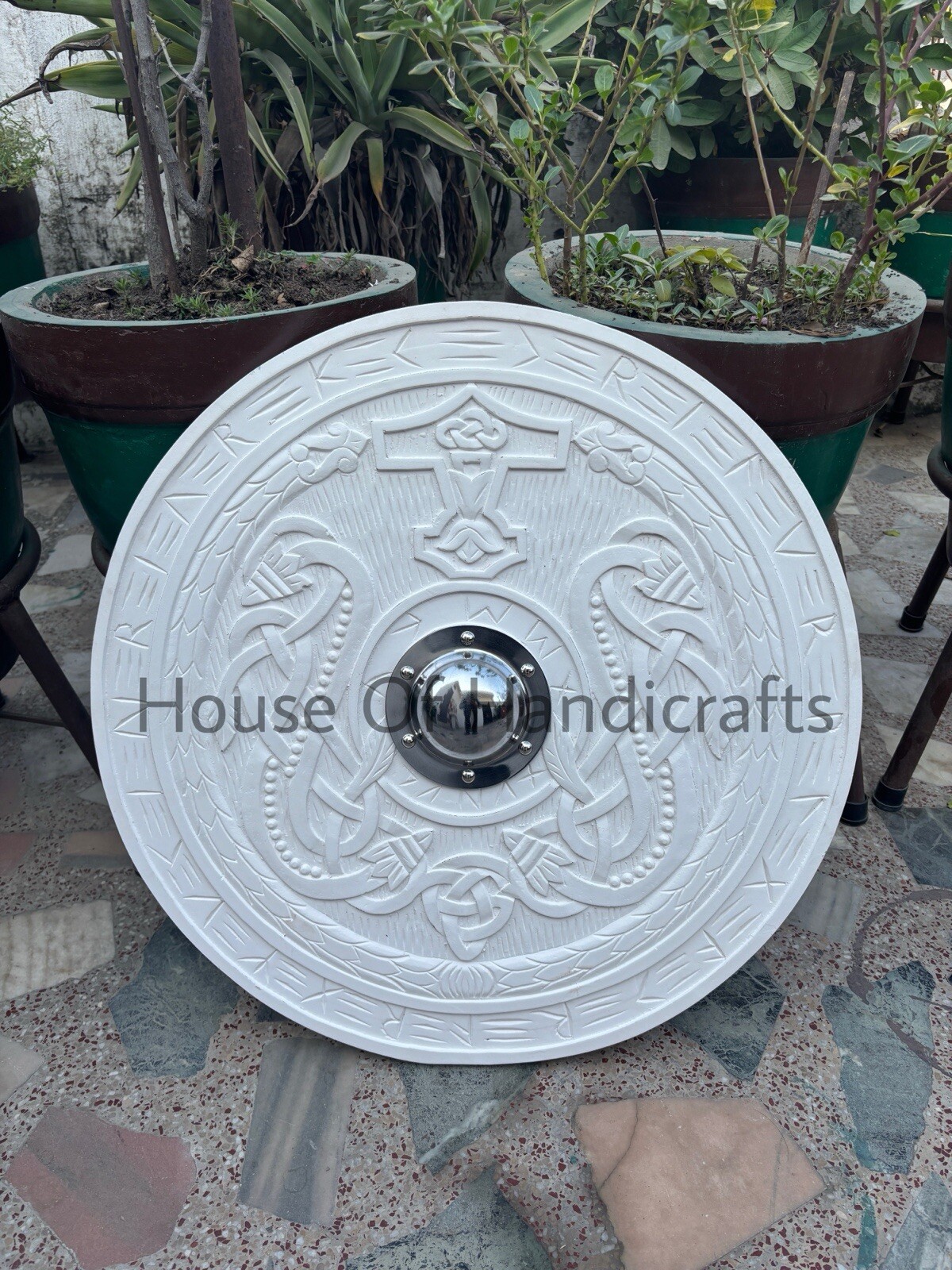 wooden carved shield 24 inches round wooden craved shield for cosplay ,wall deco