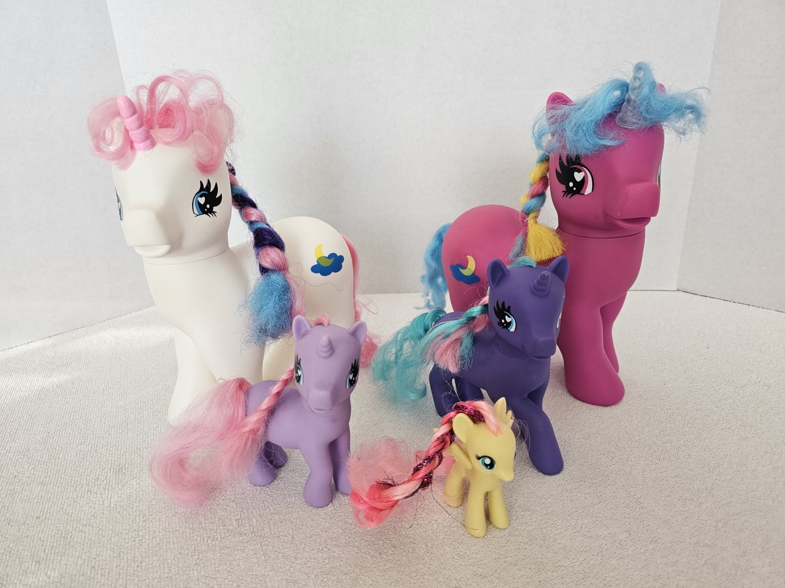 My Little Pony Lot Of 5 Various Sizes And Colors Pink Unicorn Horn Lights Up