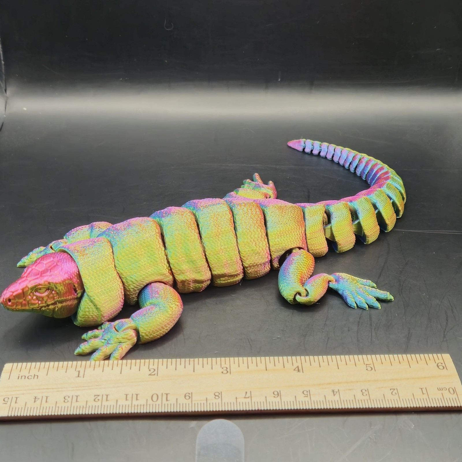 Tegu Lizard Articulated Figure 3D Printed Collectable Multi Color 10&Prime;
