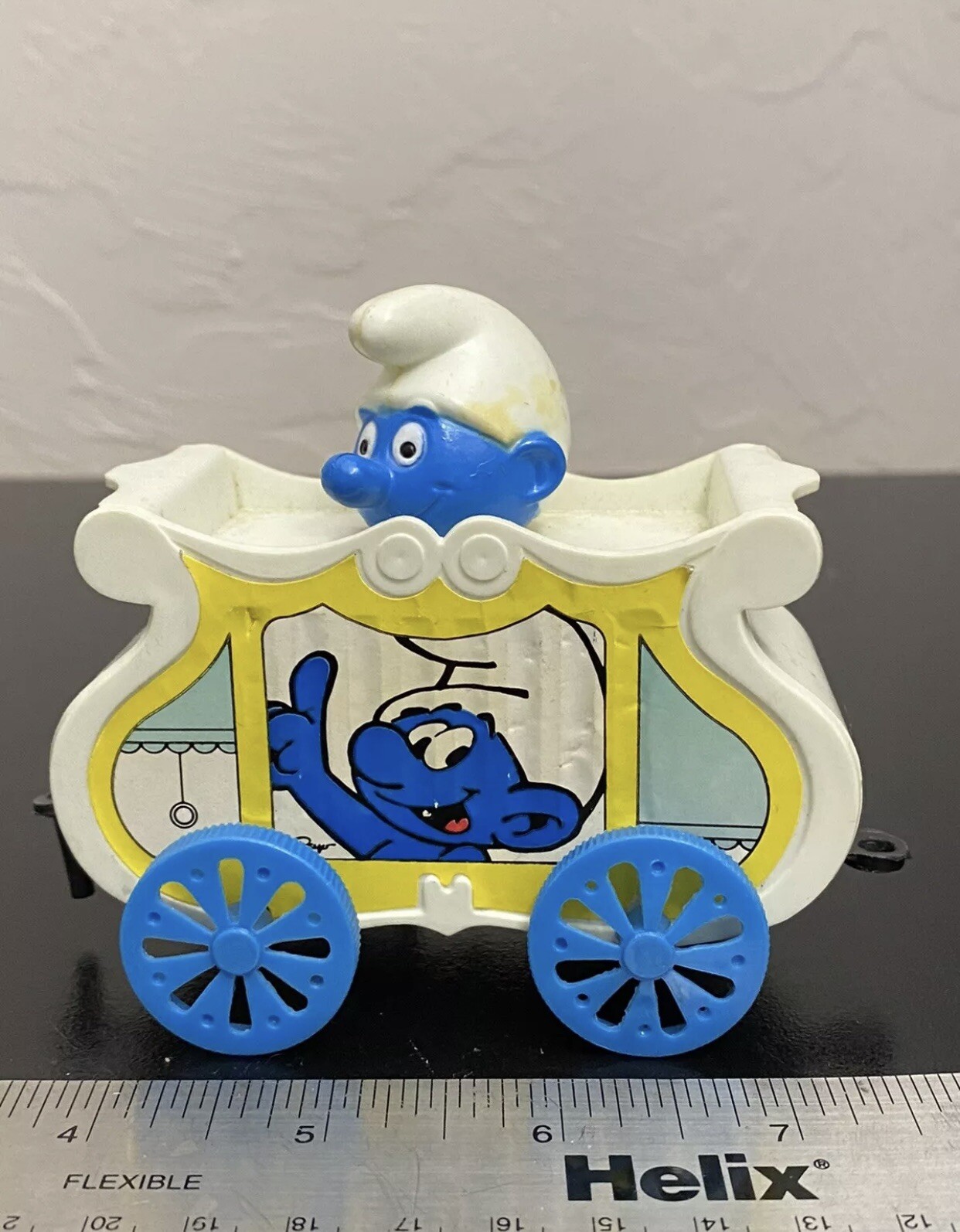 Vintage 1982 Smurf WAGON TRAIN CAR TOY Durham Industries Peyo Smurfs