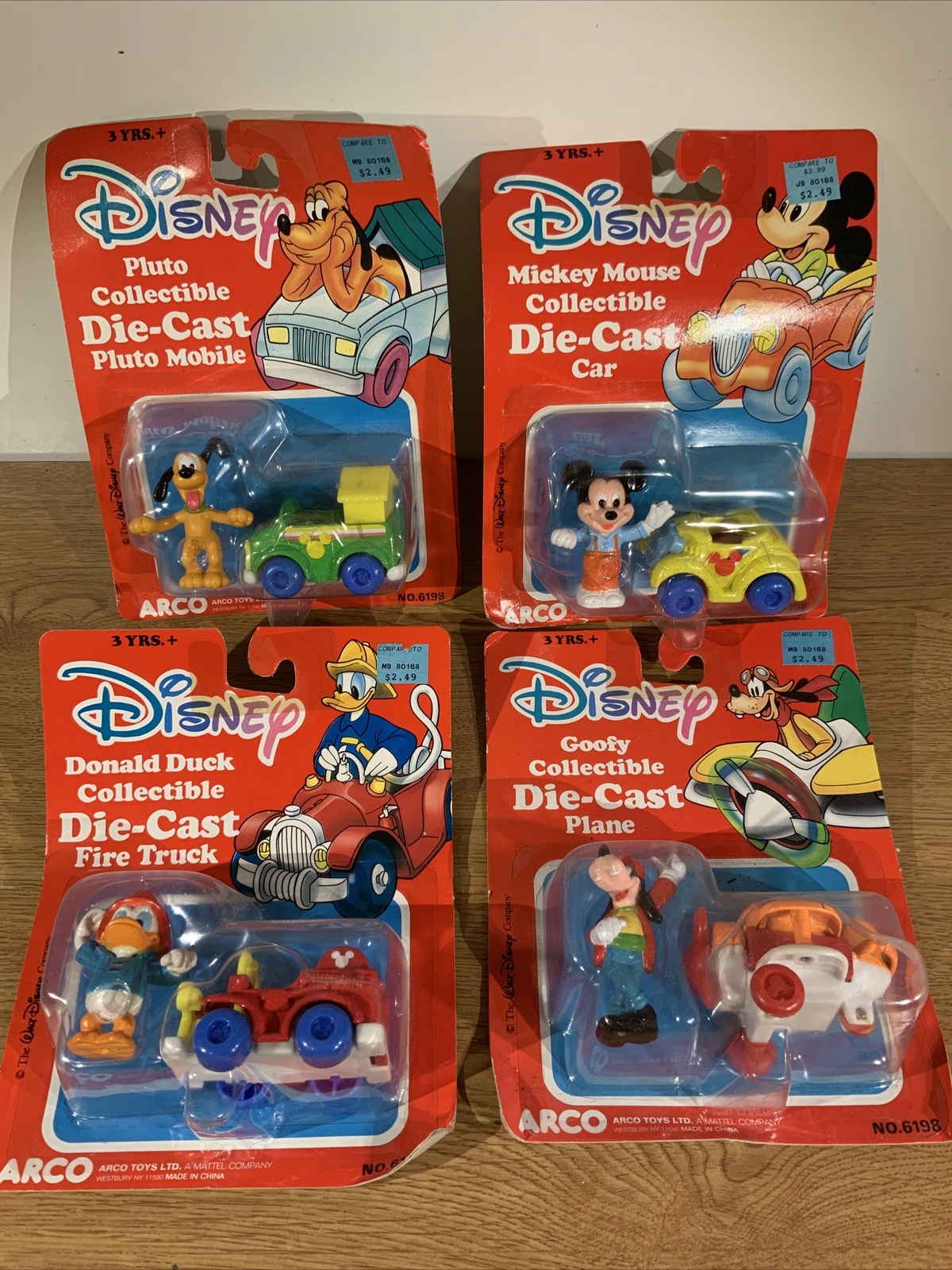 Lot Set Of 4 Vintage Arco (Disney) « MICKEY MOUSE » Collectible Die-Cast Car