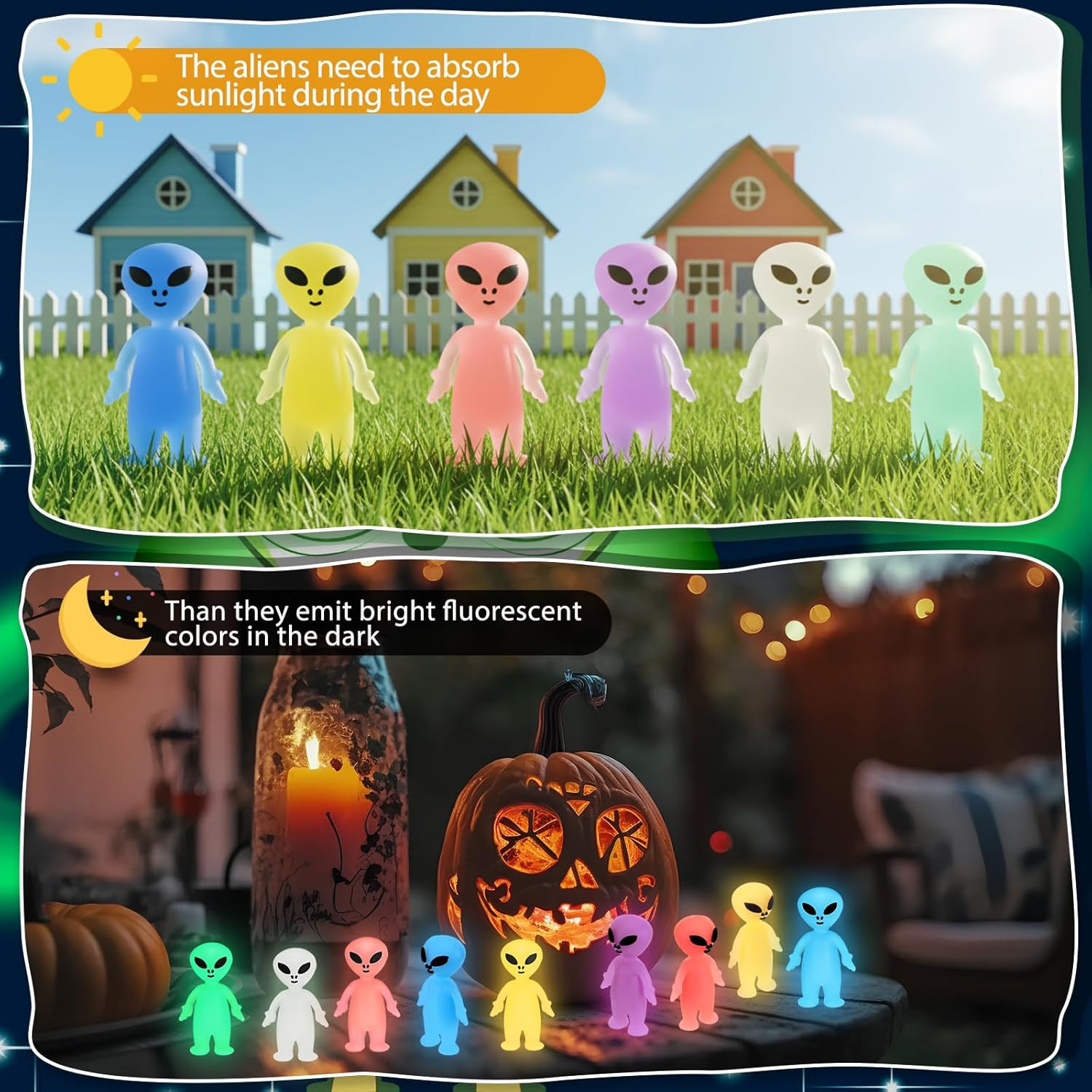 30 Pcs Mini Alien Figures Bulk Glow in the Dark Small Little Tiny Aliens Figurin