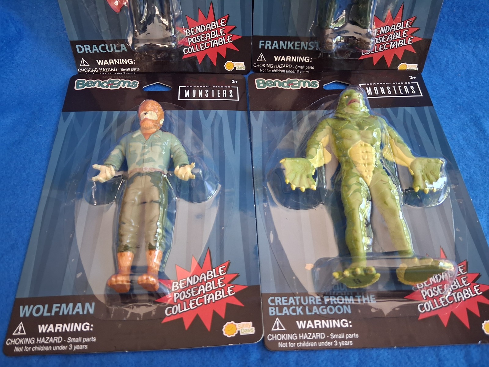 Universal Monsters Bend-Ems Creature Black Lagoon Dracula Wolfman MOC FULL SET
