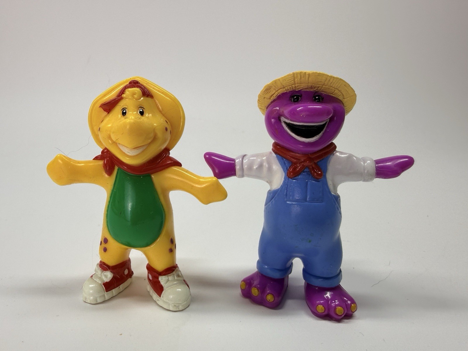 VTG 1997 Barney and PJ The Lyons Group Set of 2 Vinyl PVC 2.75” Figures Toys