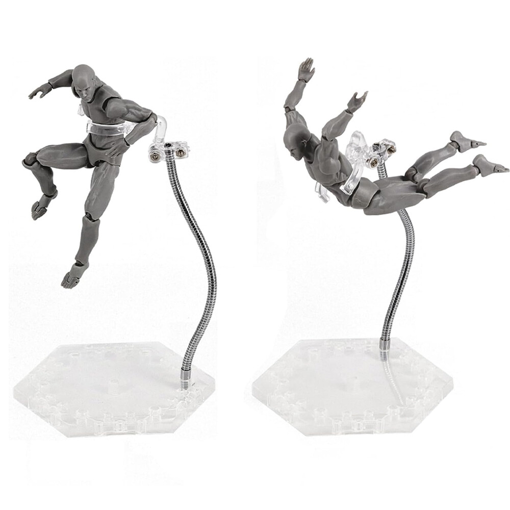 2 Pack Clear Action Figure Stand Action Display Holder Metal Support Arm
