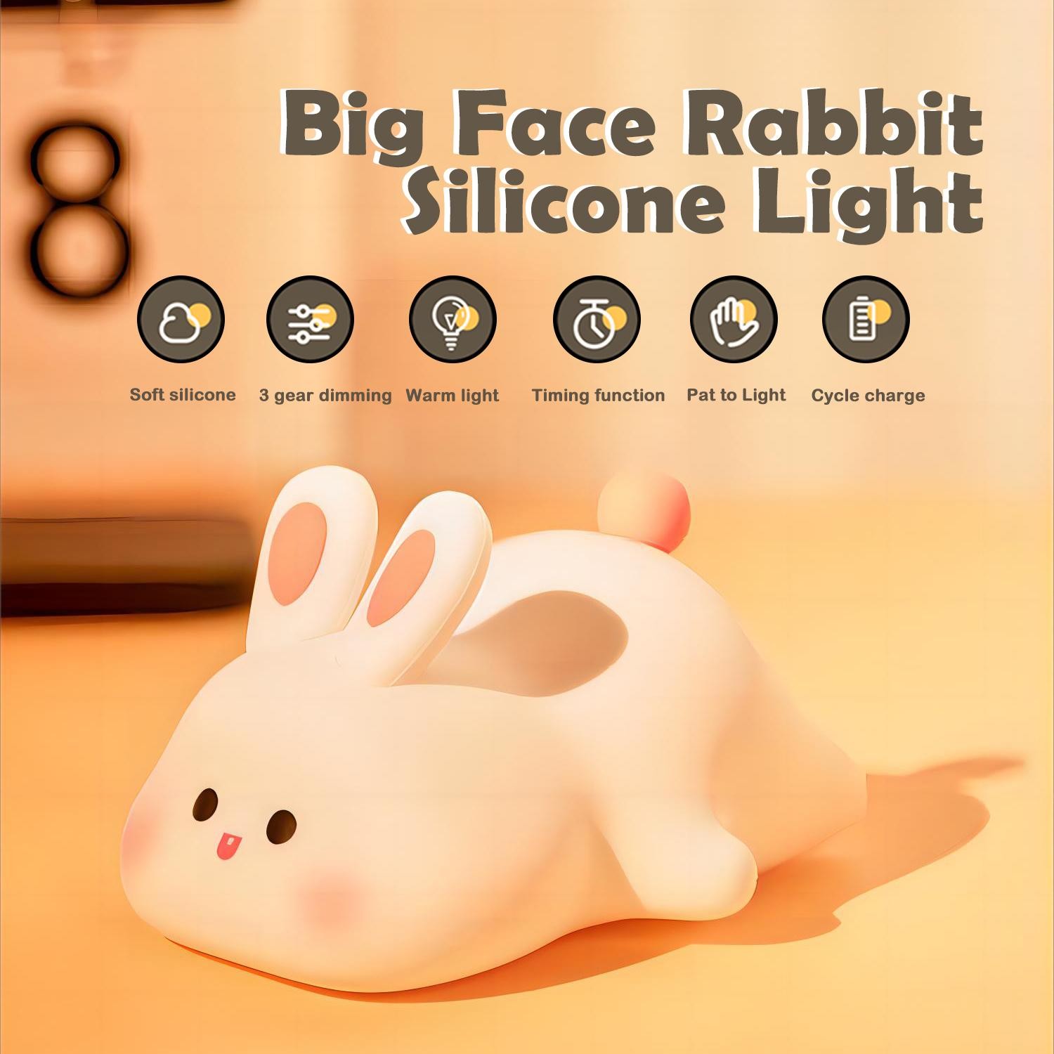 Cute LED Night Light Panda Sheep Rabbit Silicone Night Lights USB Rechargeable