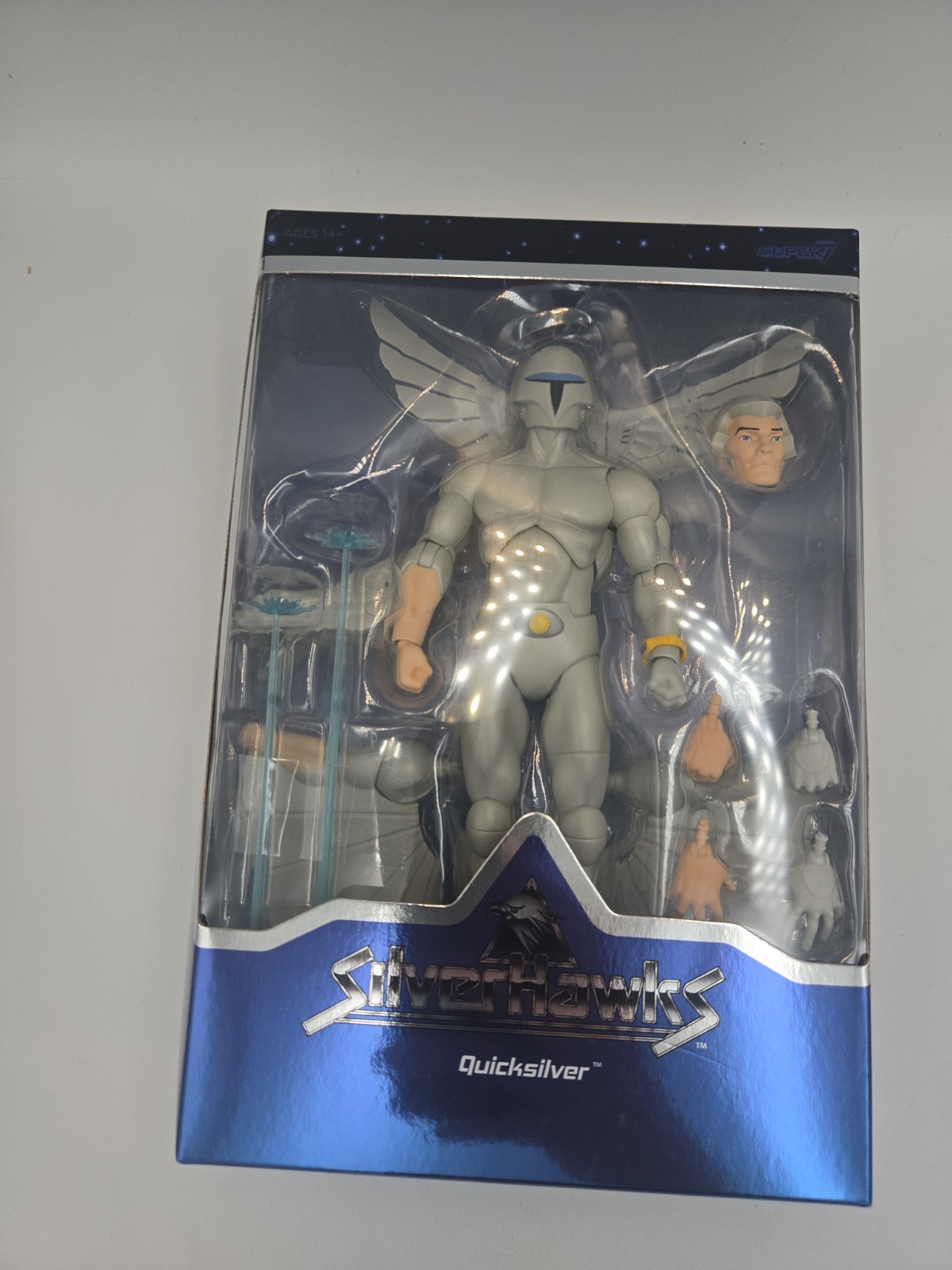 Super7 Ultimates Silverhawks Quicksilver 7&Prime; Action Figure. New In Open Box.