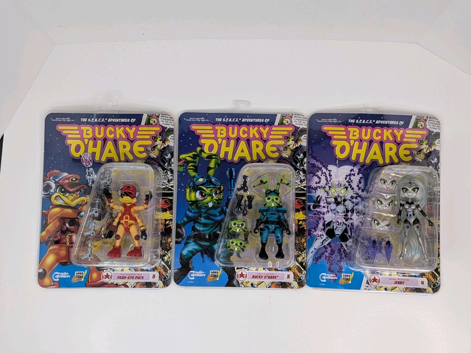 3 Bucky O&rsquo;Hare Action Figures Dead-Eye Duck Jenny Boss Fight Studio 2017 New